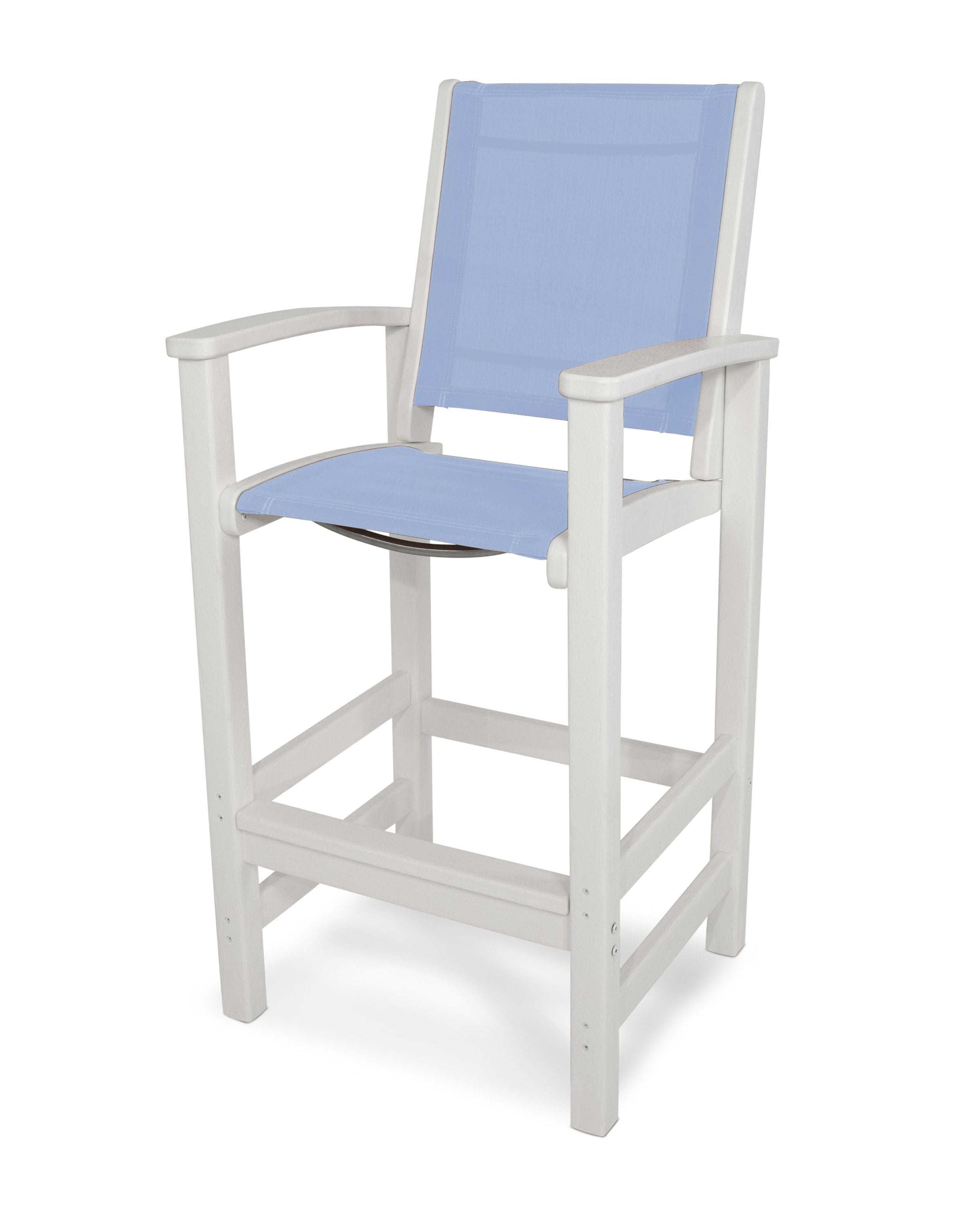 Coastal Bar Chair in White / Poolside Sling