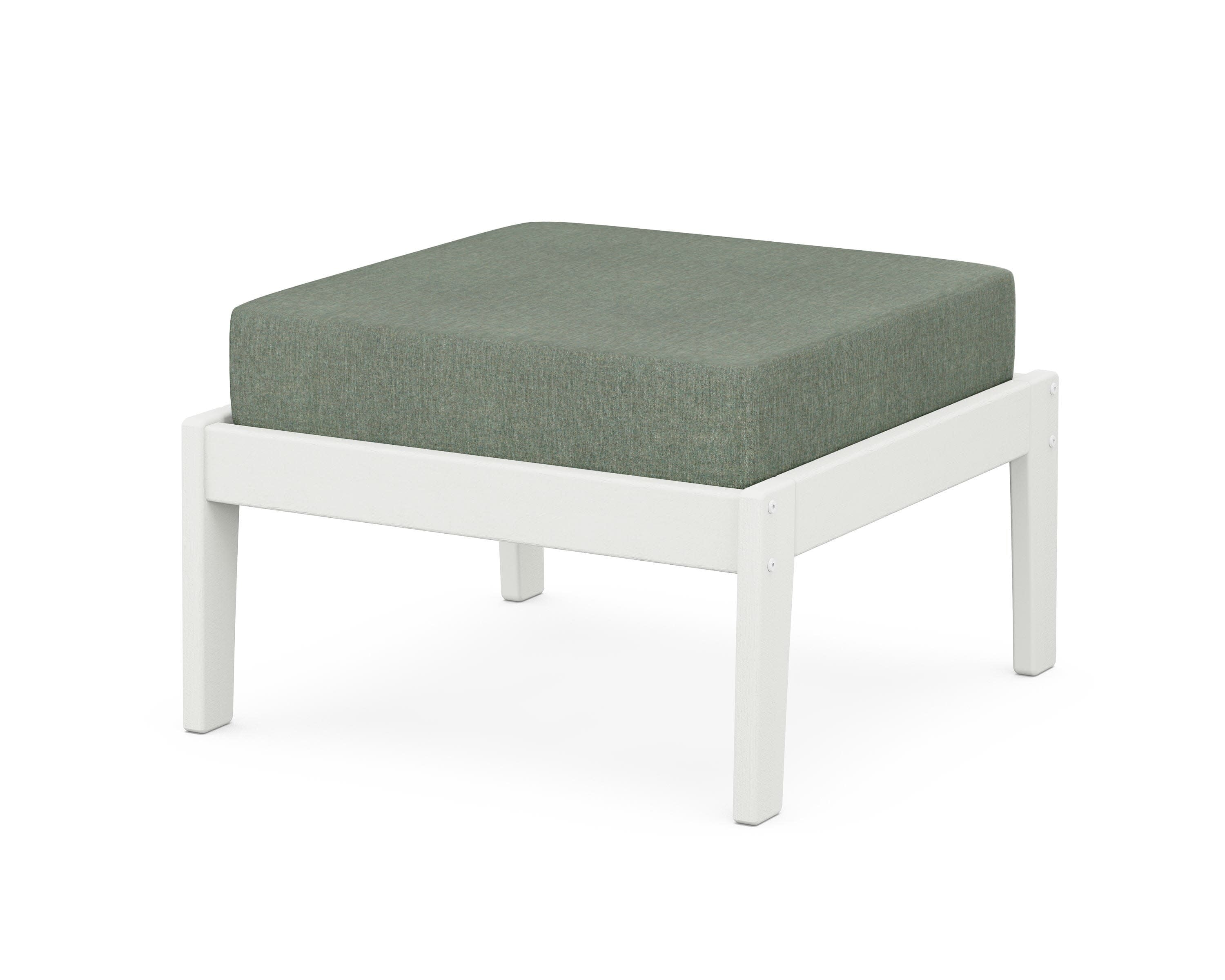 Deep Seating Ottoman in Vintage White / Cast Sage