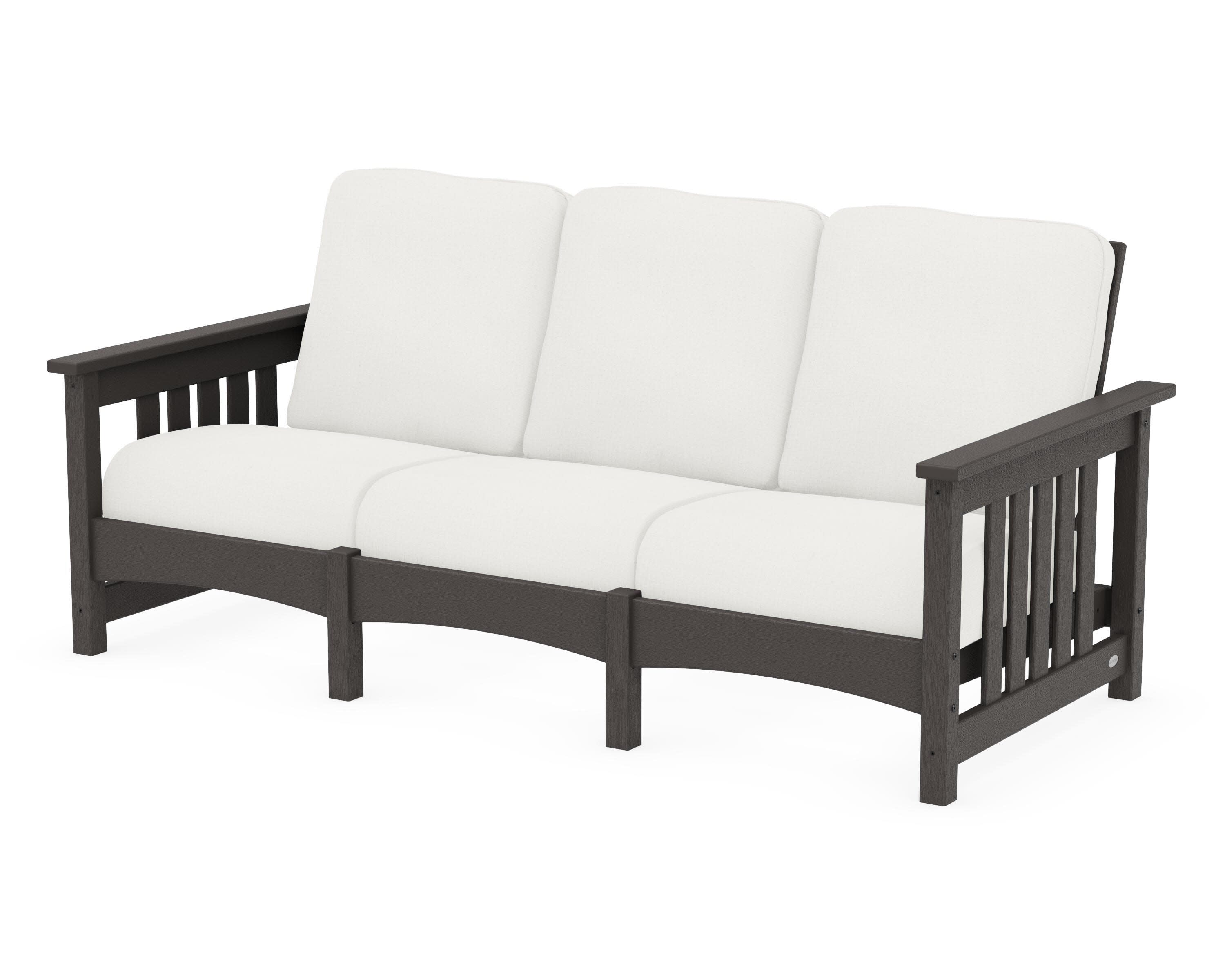 Club Mission Sofa in Vintage Coffee / Natural Linen