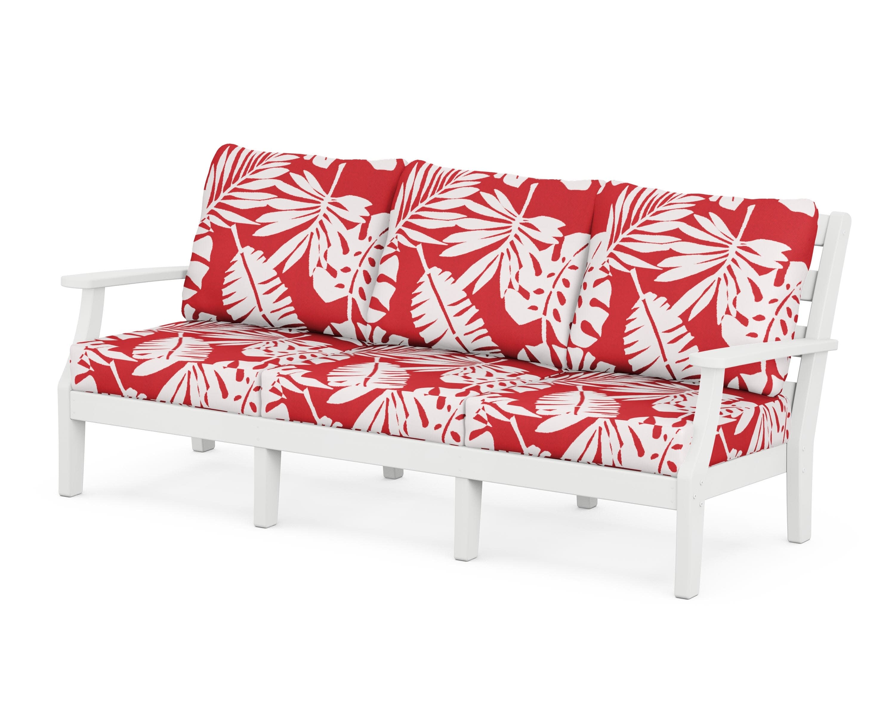 Chesapeake Deep Seating Sofa in White / Leaf Crimson