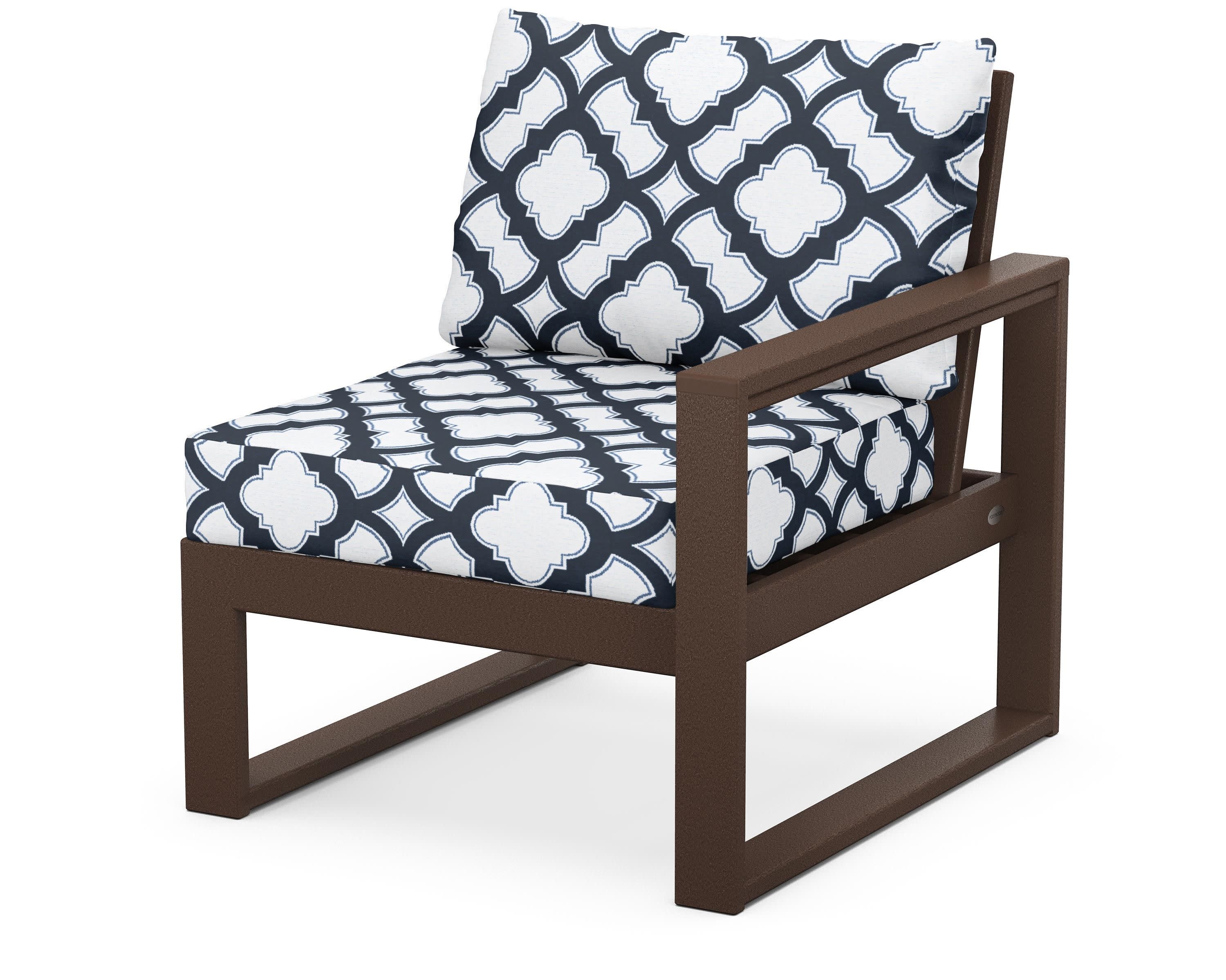 EDGE Modular Right Arm Chair in Mahogany / Trellis Marine Indigo