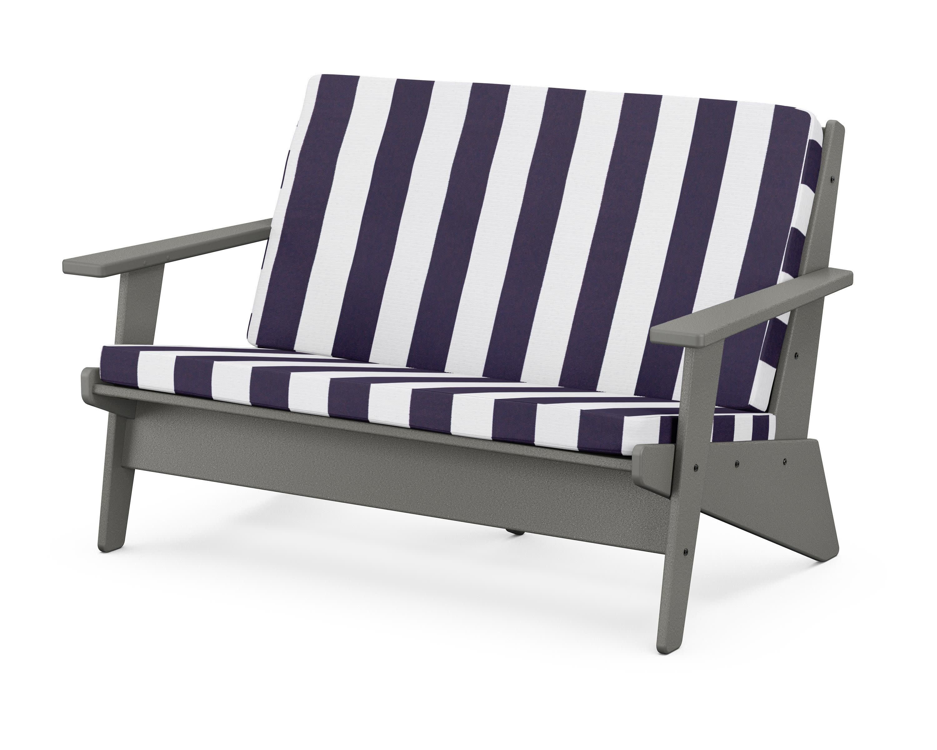 Riviera Modern Lounge Loveseat in Slate Grey / Cabana Stripe Navy