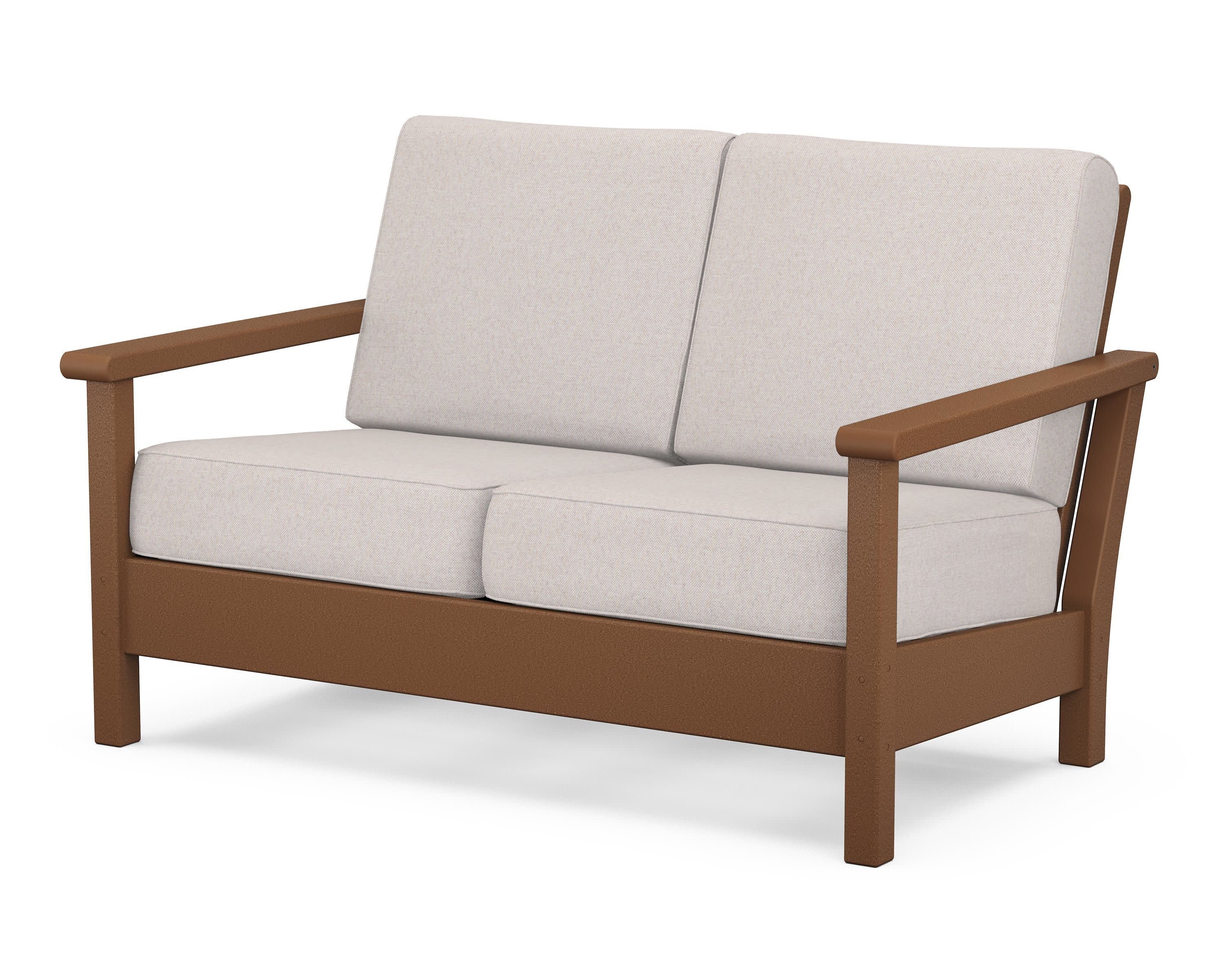 Harbour Deep Seating Loveseat in Teak / Dune Burlap