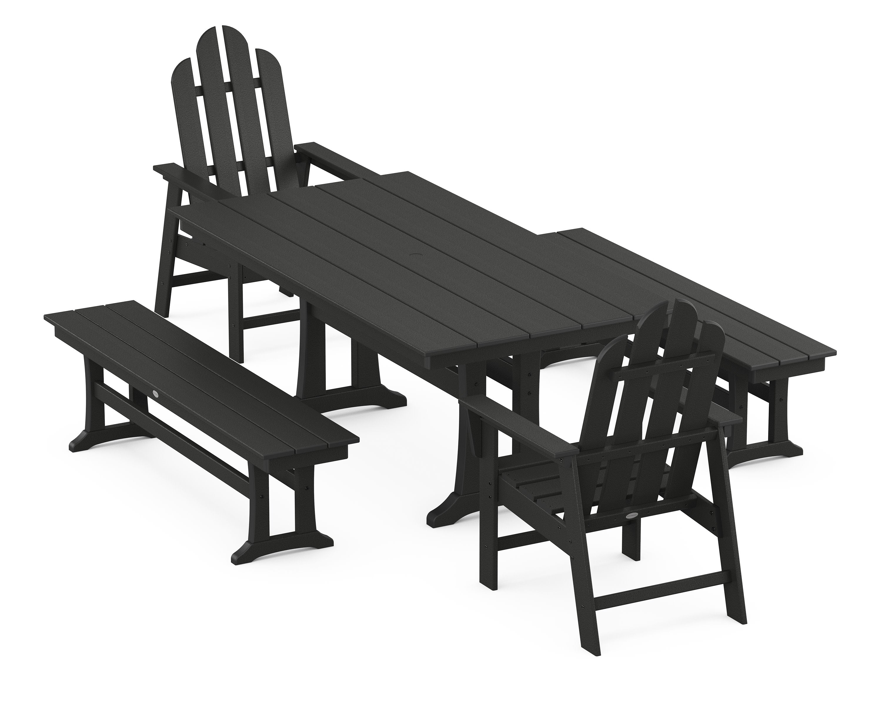 Long Island 5-Piece Farmhouse Dining Set With Trestle Legs in Black