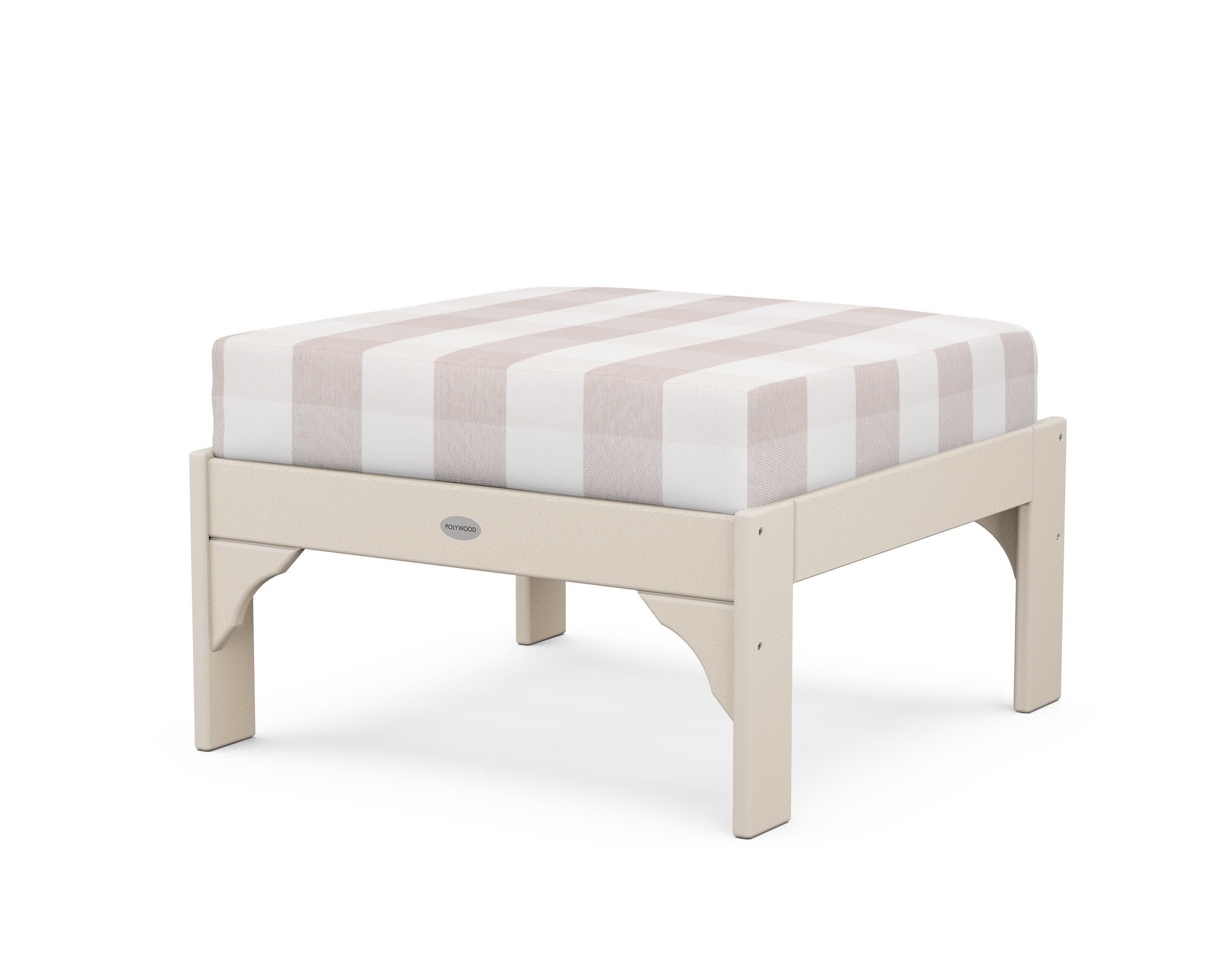 Vineyard Deep Seating Ottoman in Sand / Buffalo Plaid Dune Burlap