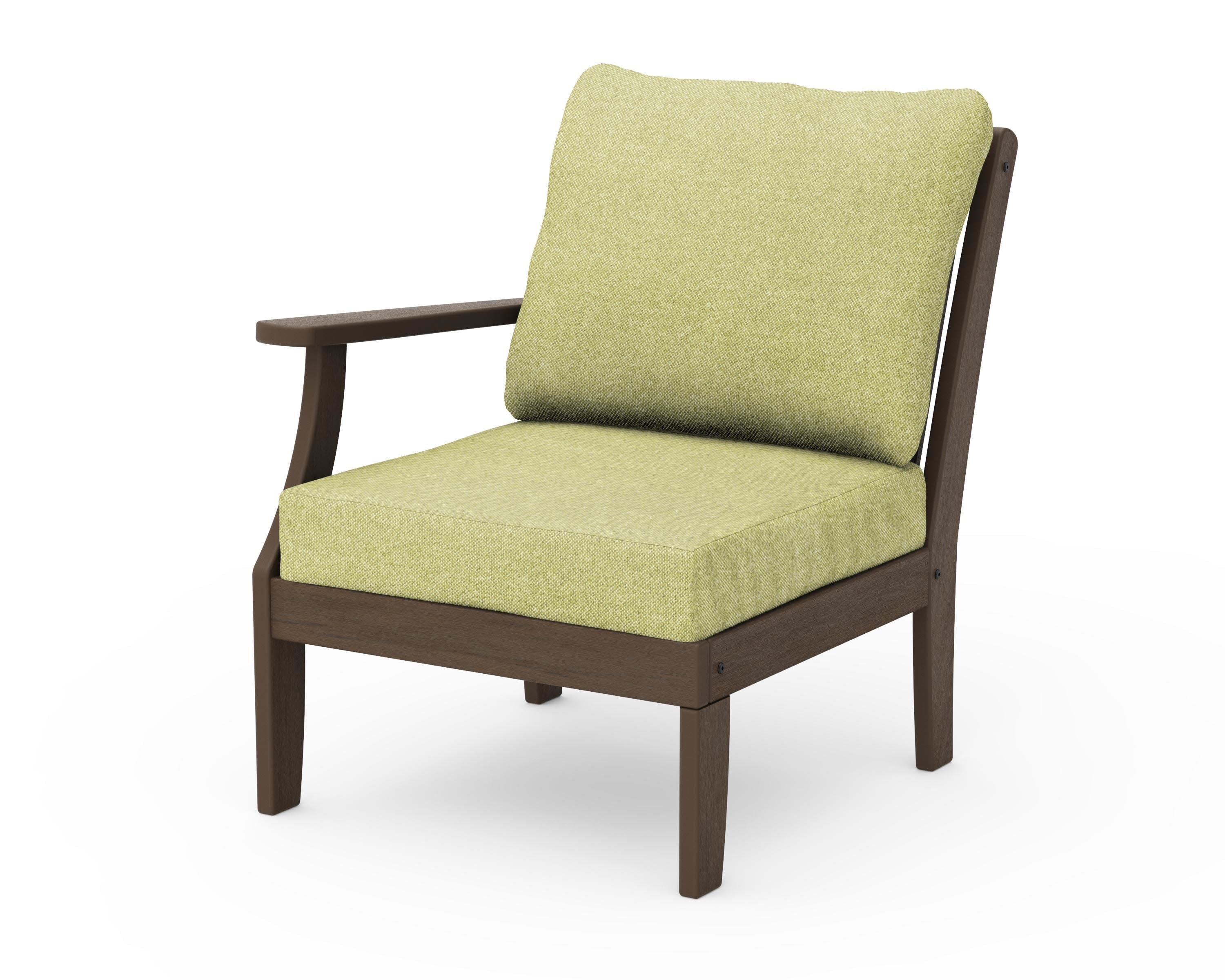 Braxton Modular Left Arm Chair in Kona / Chartreuse Boucle