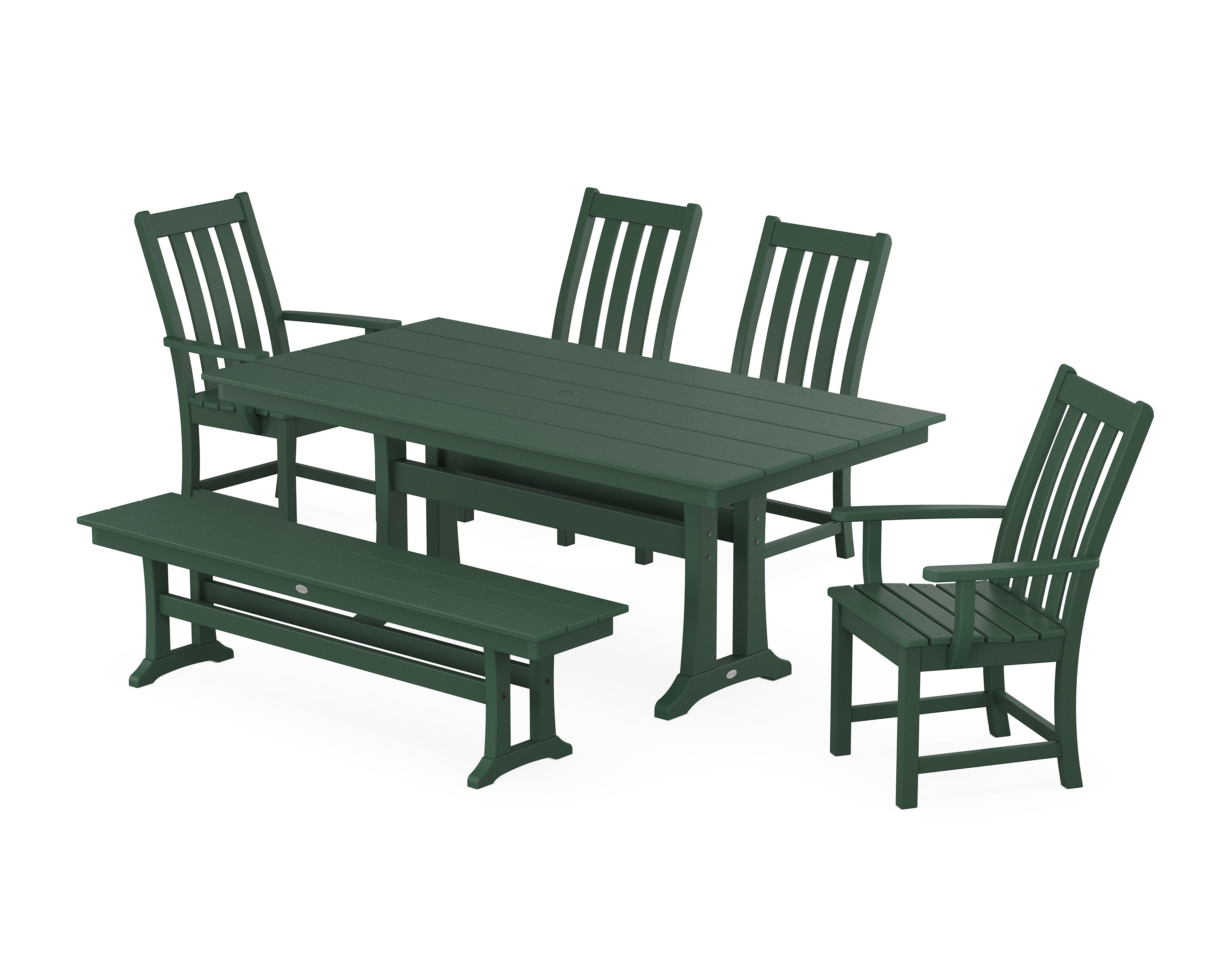 Vineyard 6-Piece Farmhouse Dining Set With Trestle Legs in Green