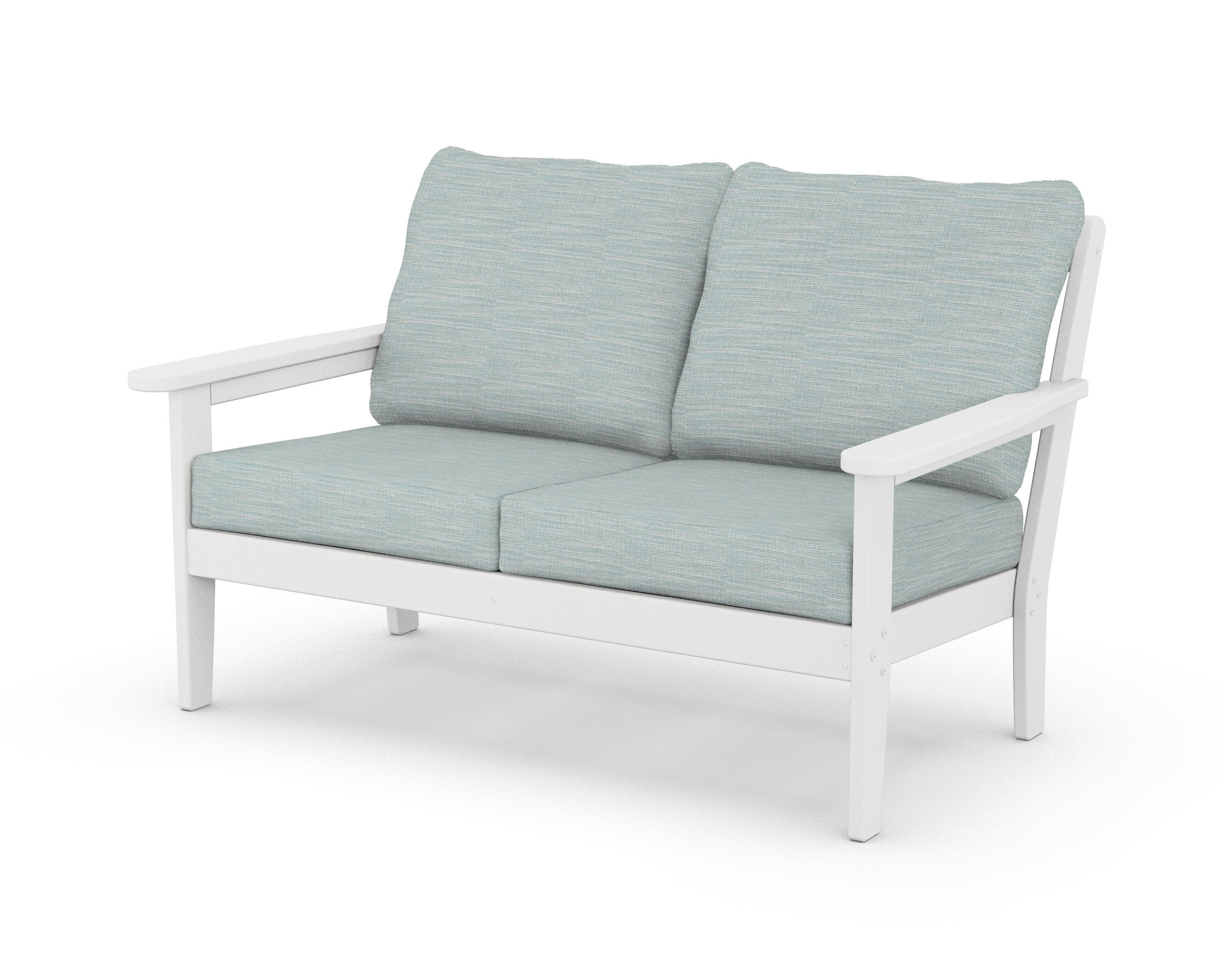 Cottage Deep Seating Loveseat in White / Soothe Mist