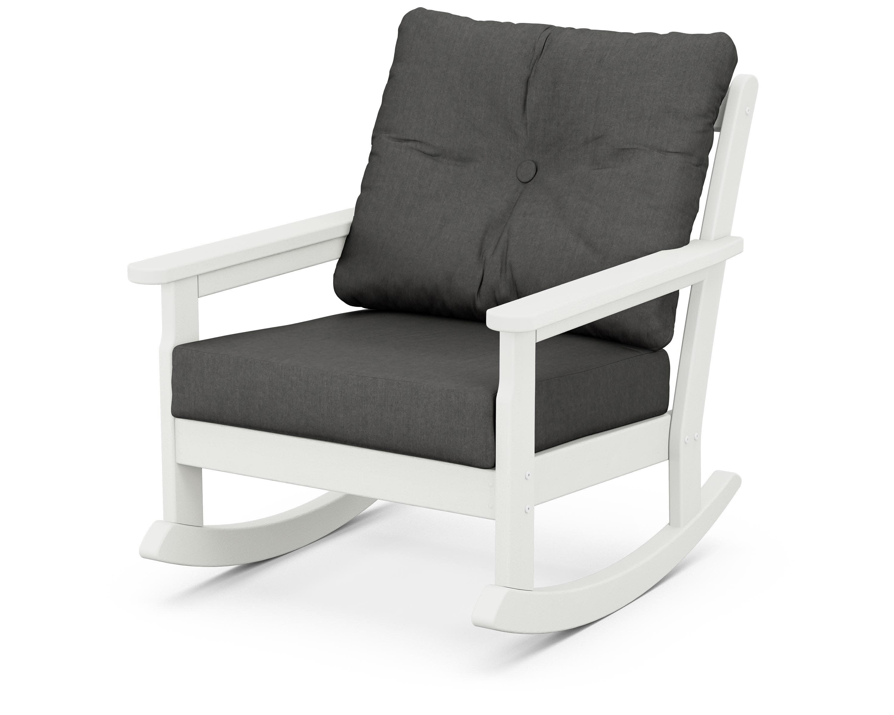 Vineyard Deep Seating Rocking Chair in Vintage White / Spectrum Carbon