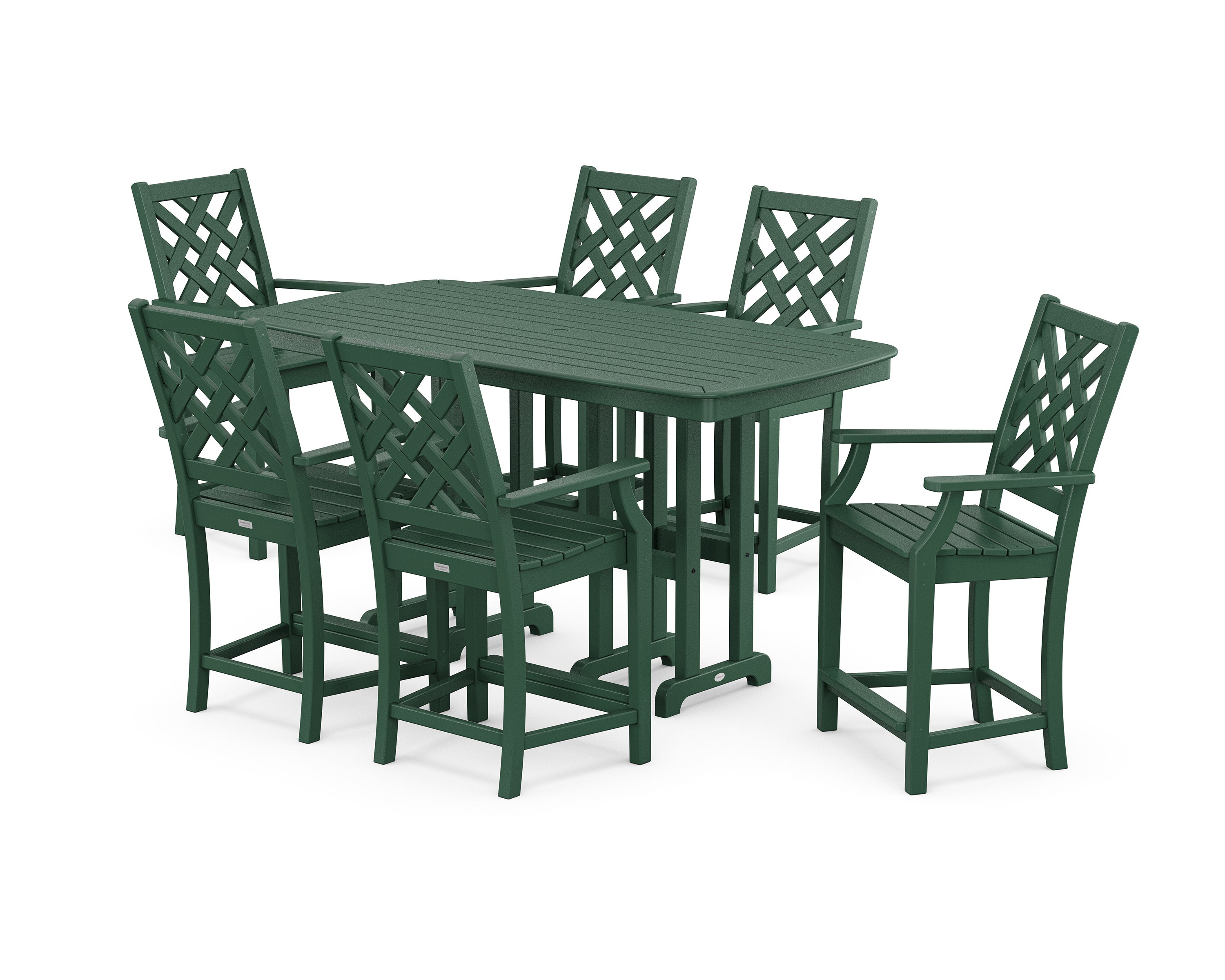 Wovendale Arm Chair 7-Piece Counter Set in Green
