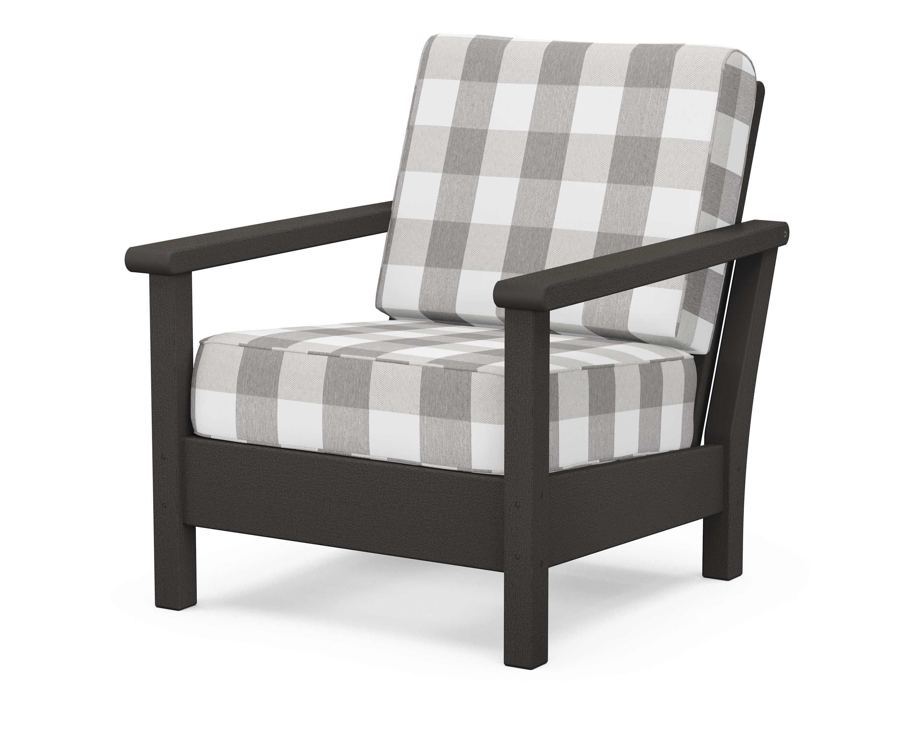 Harbour Deep Seating Chair in Vintage Coffee / Buffalo Plaid Grey Mist
