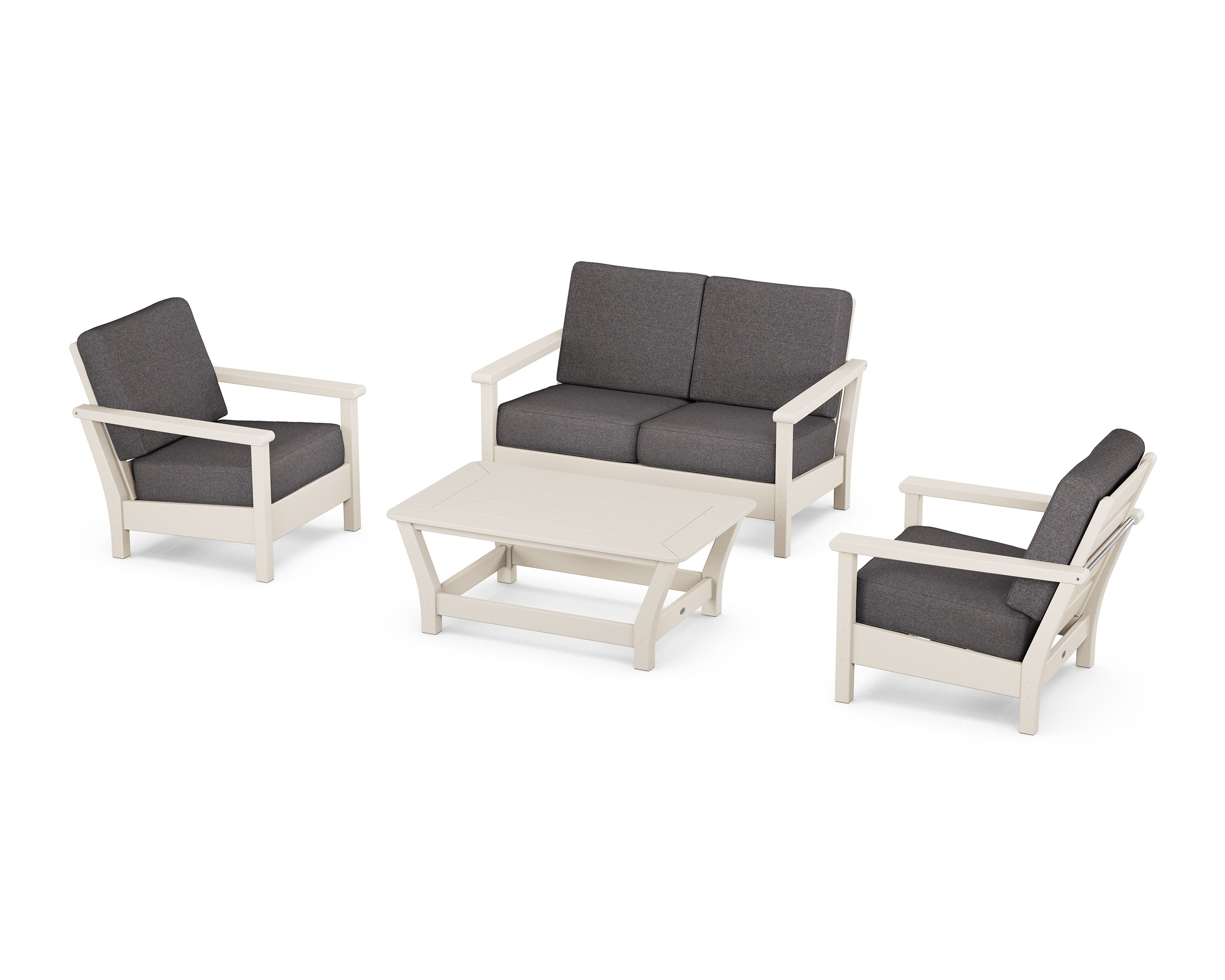 Harbour 4-Piece Deep Seating Set in Sand / Ash Charcoal