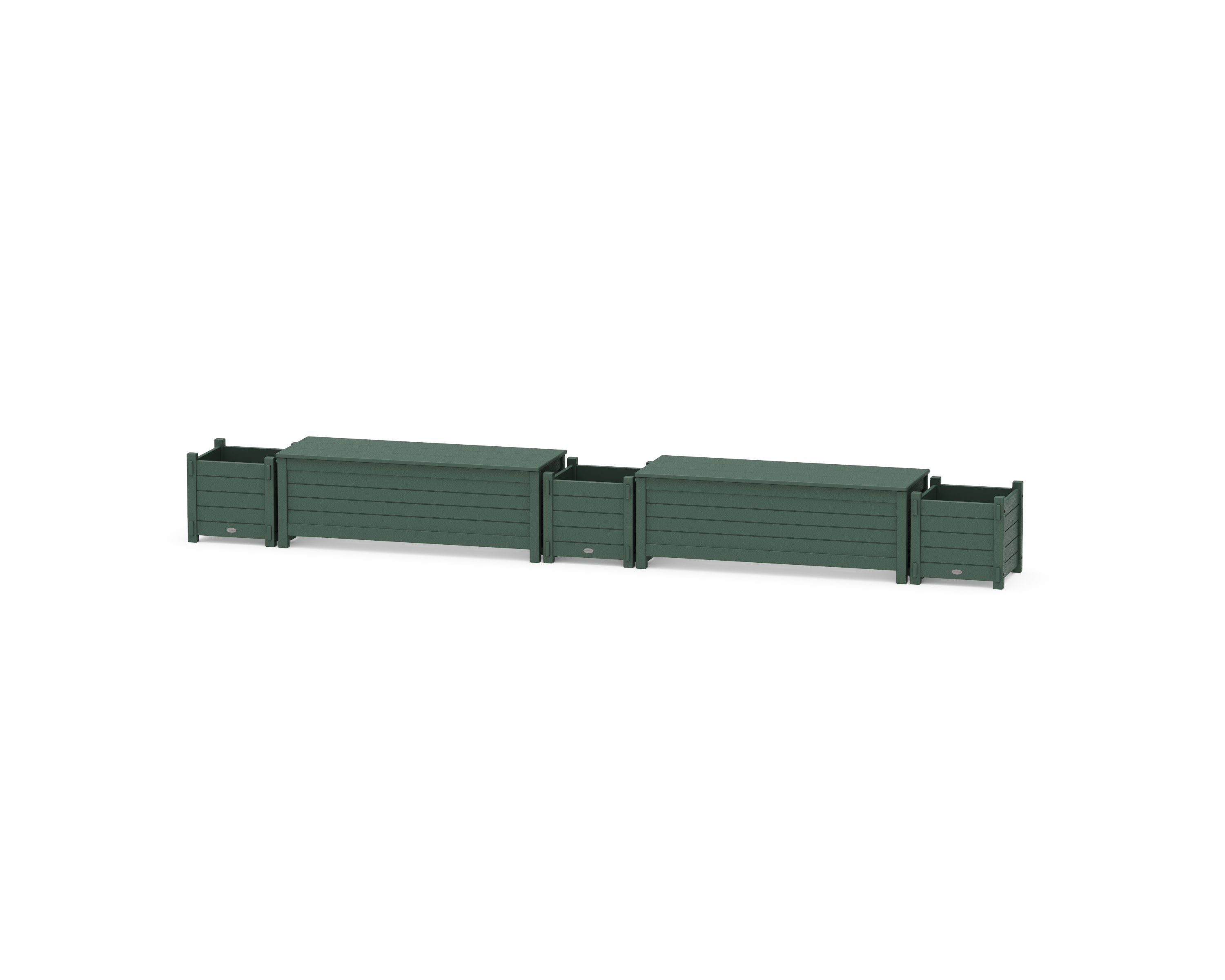 48" Nautical Straight Double Planter Storage Bench Set in Green