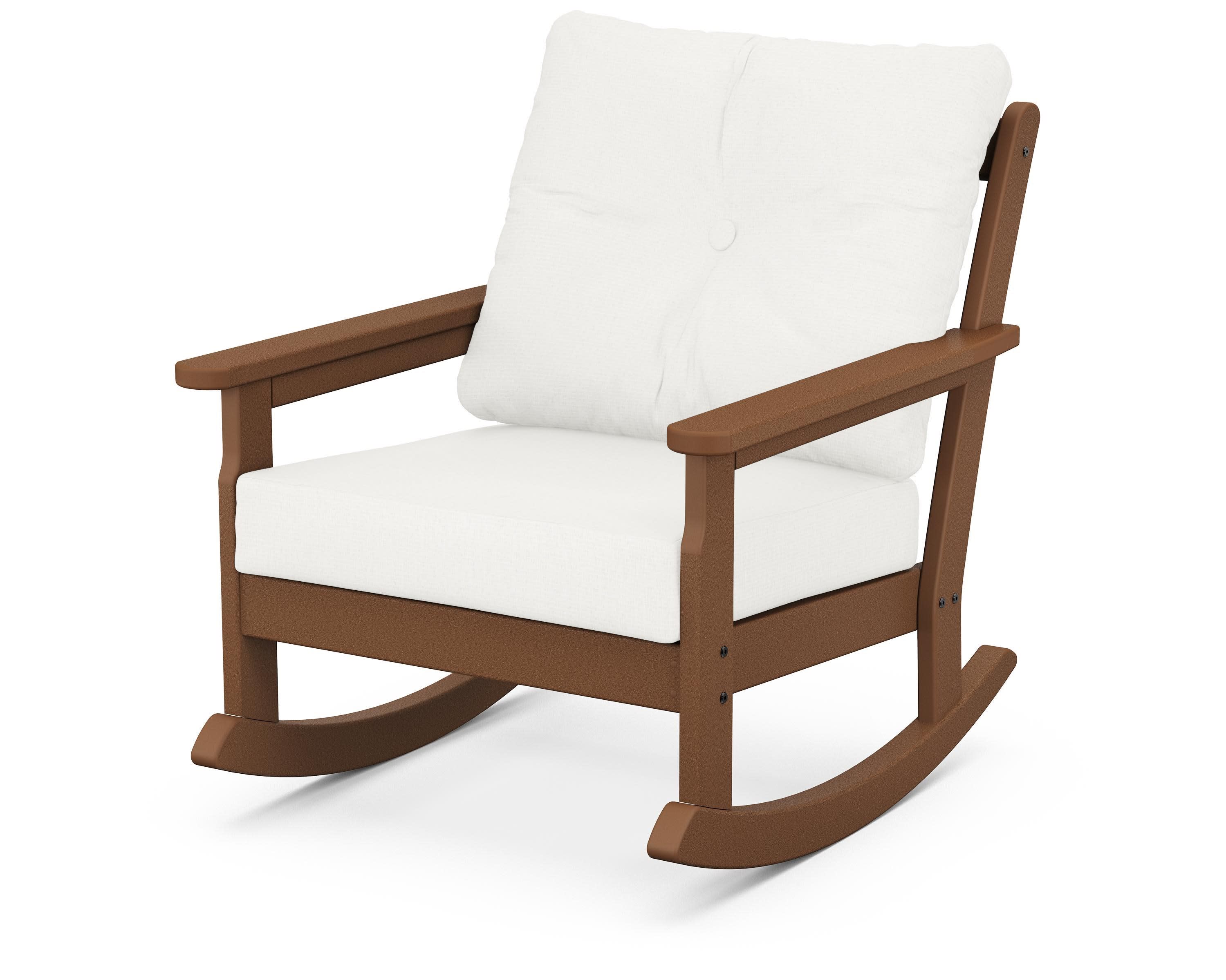 Vineyard Deep Seating Rocking Chair in Teak / Natural Linen