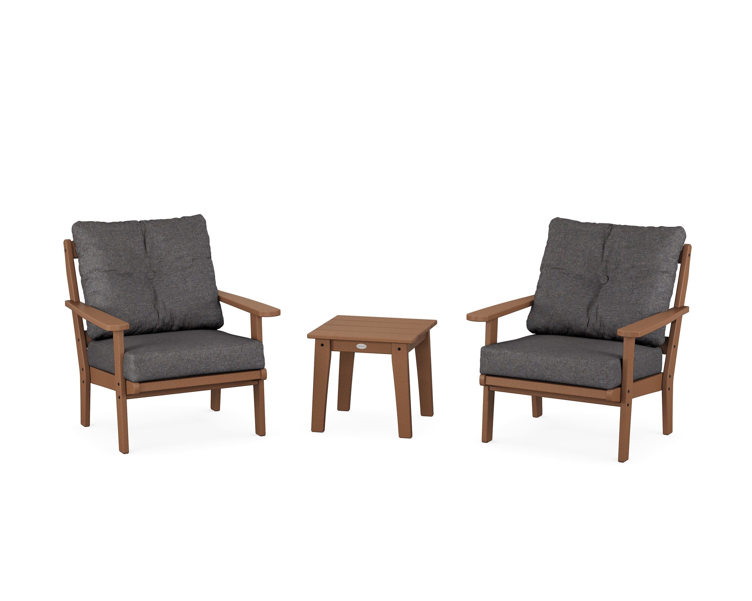 Mission 3-Piece Deep Seating Set in Teak / Ash Charcoal
