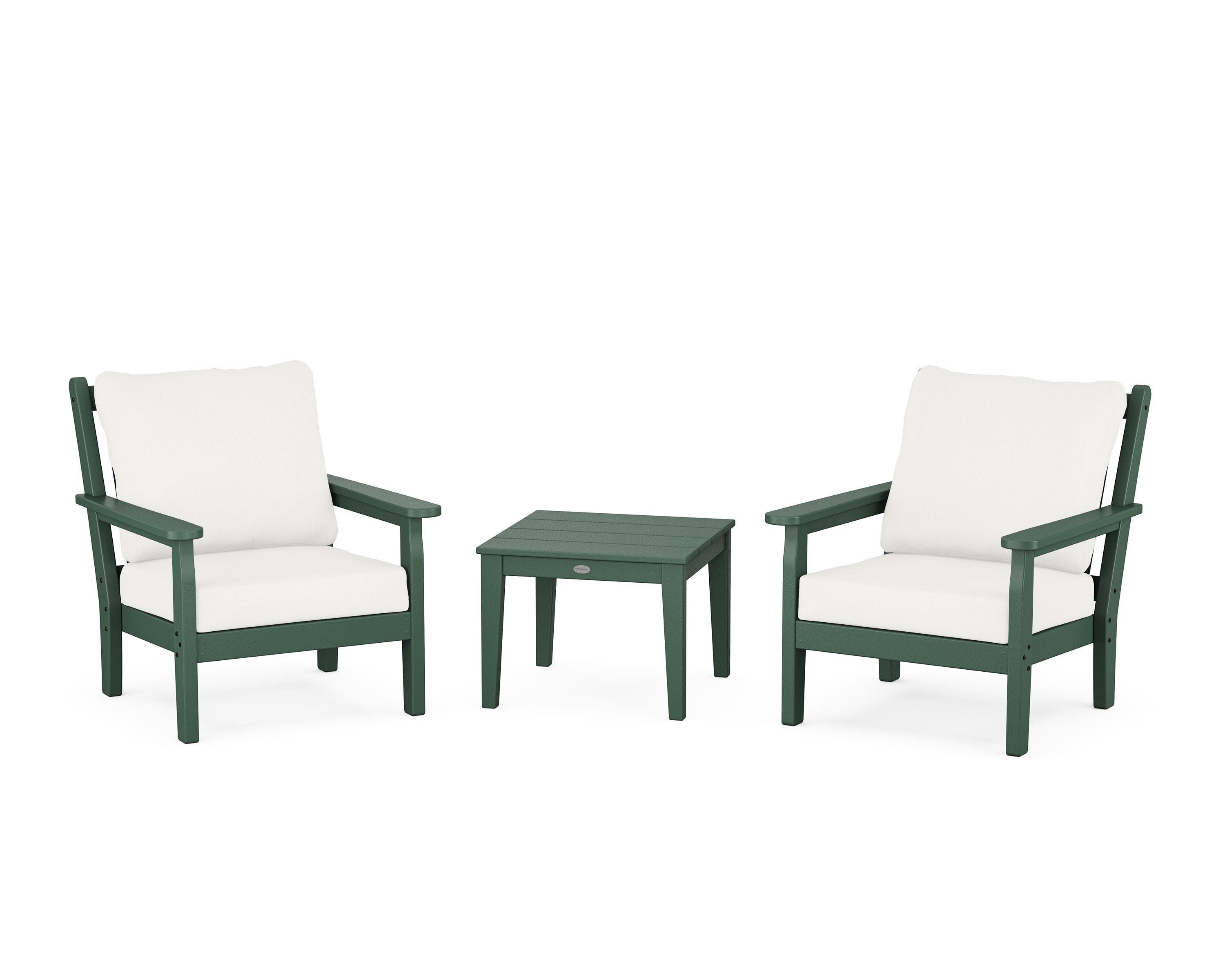 Chippendale 3-Piece Deep Seating Set in Green / Natural Linen