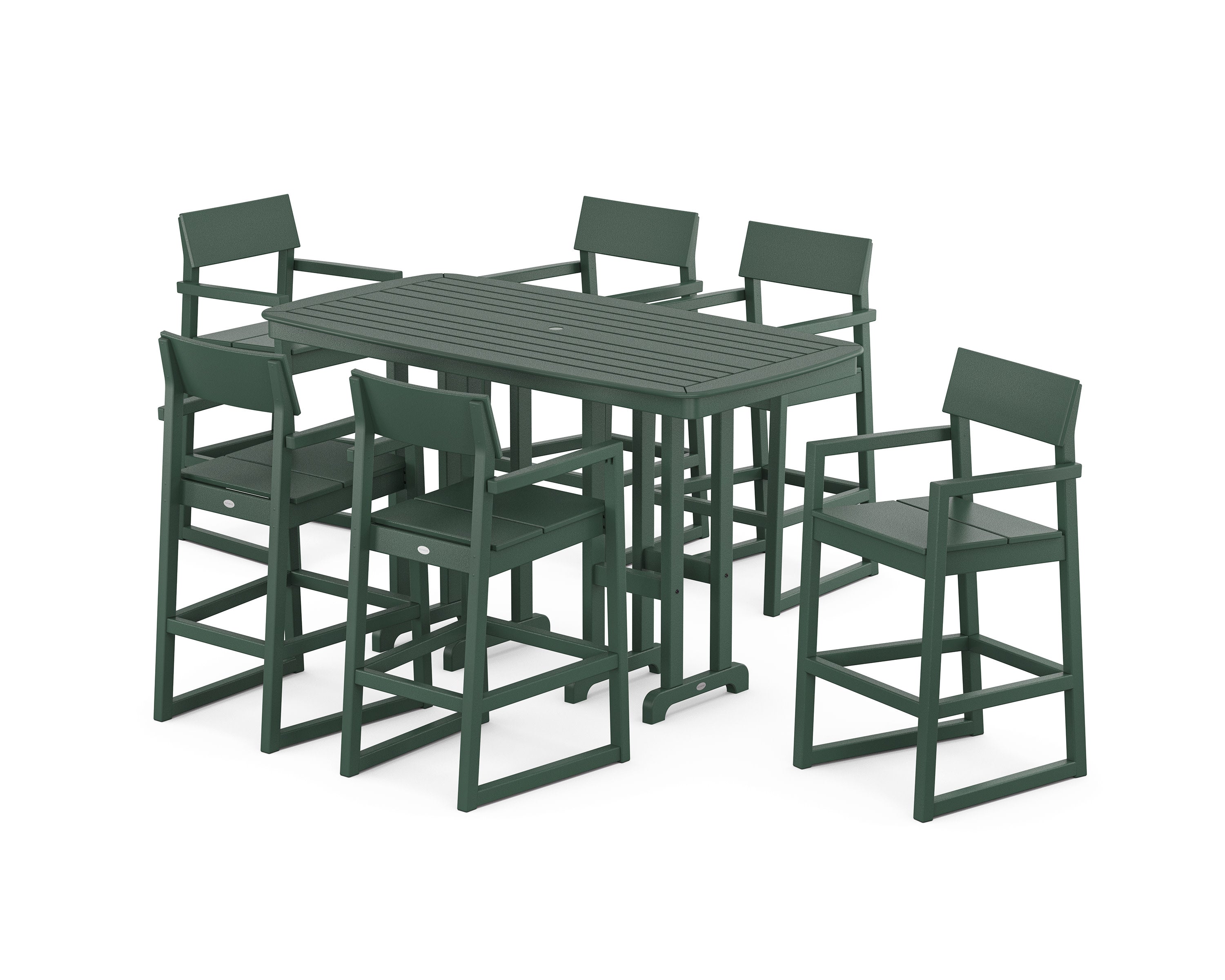 EDGE Arm Chair 7-Piece Bar Set in Green
