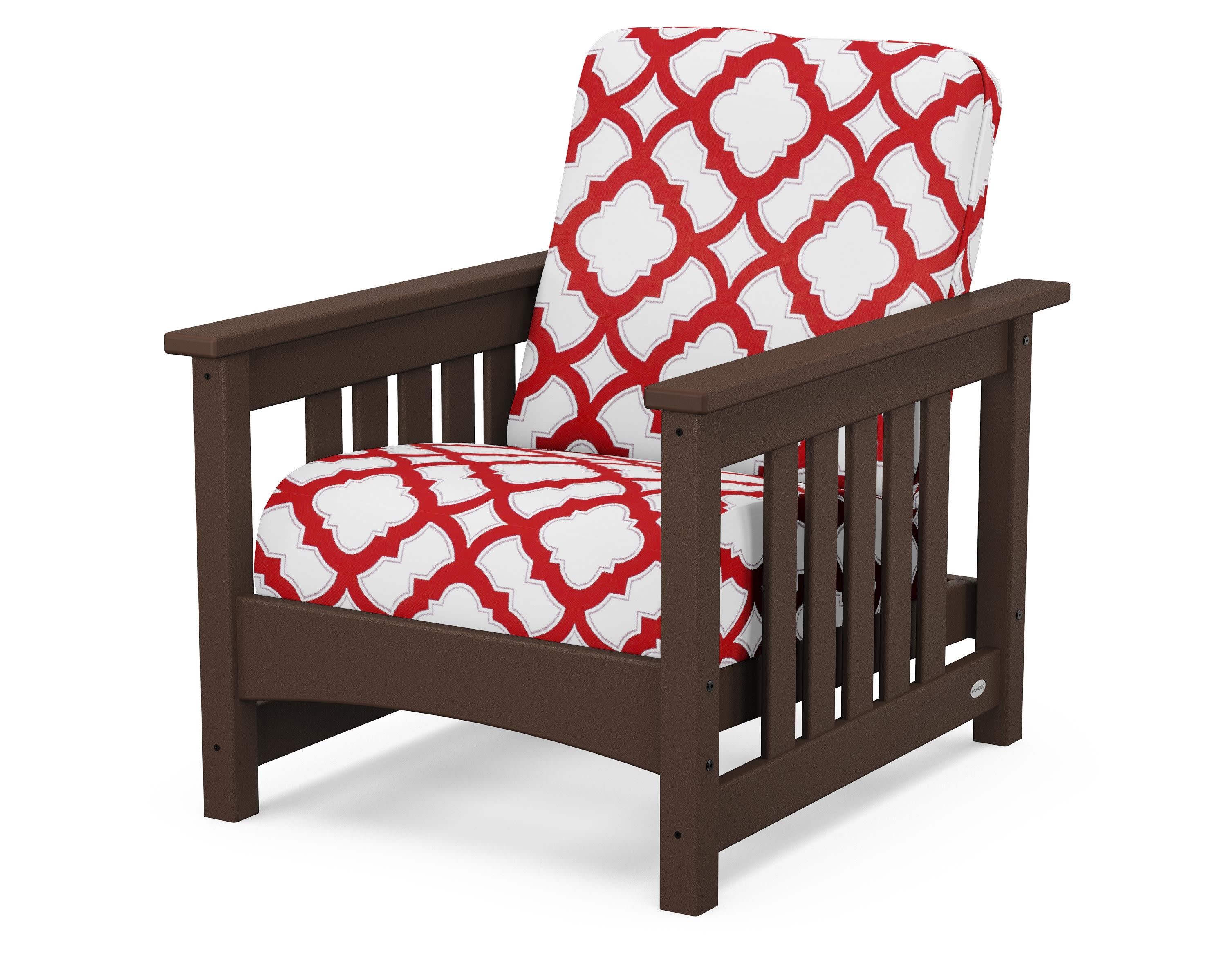 Club Mission Chair in Mahogany / Trellis Crimson