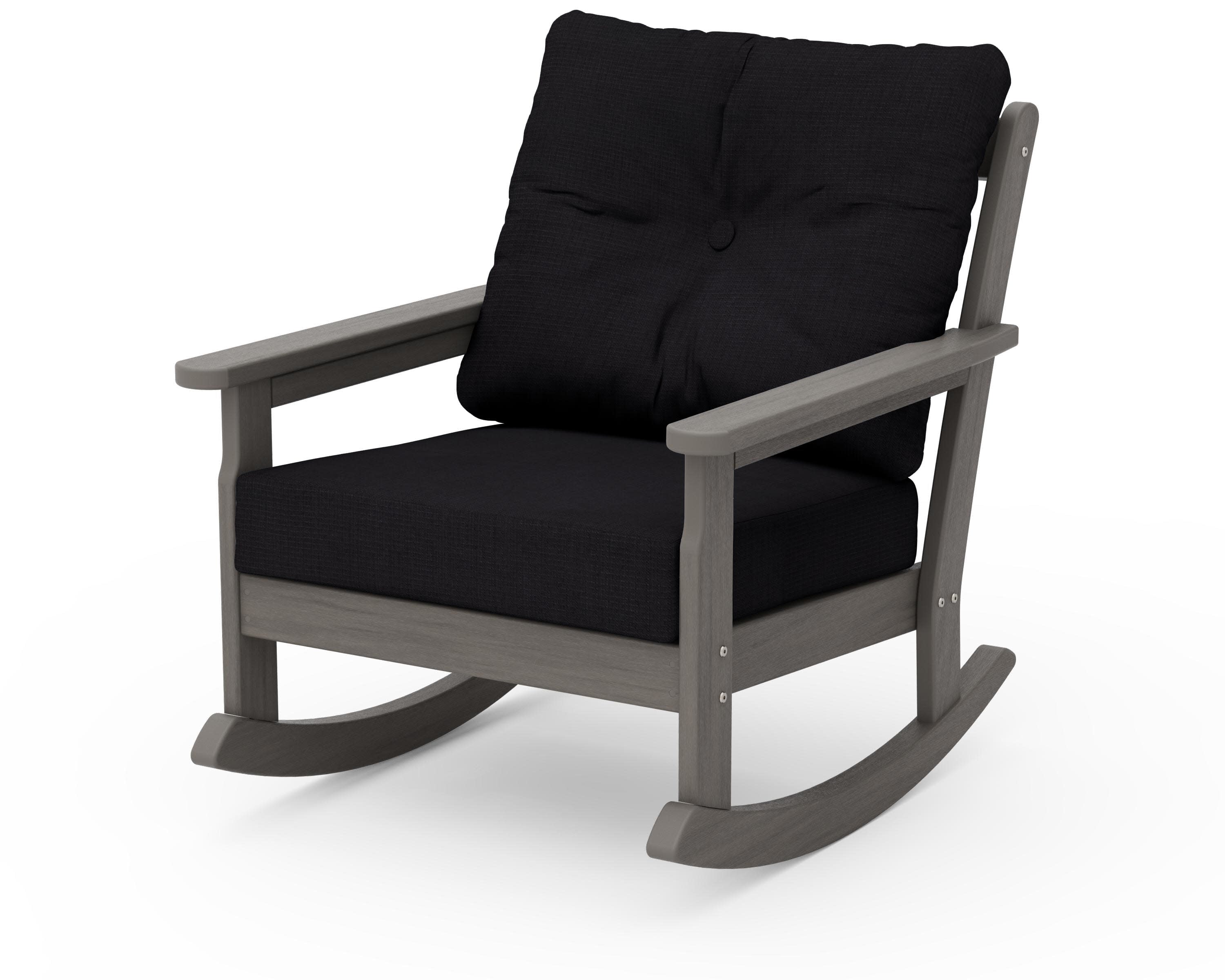 Vineyard Deep Seating Rocking Chair in Driftwood / Midnight Linen