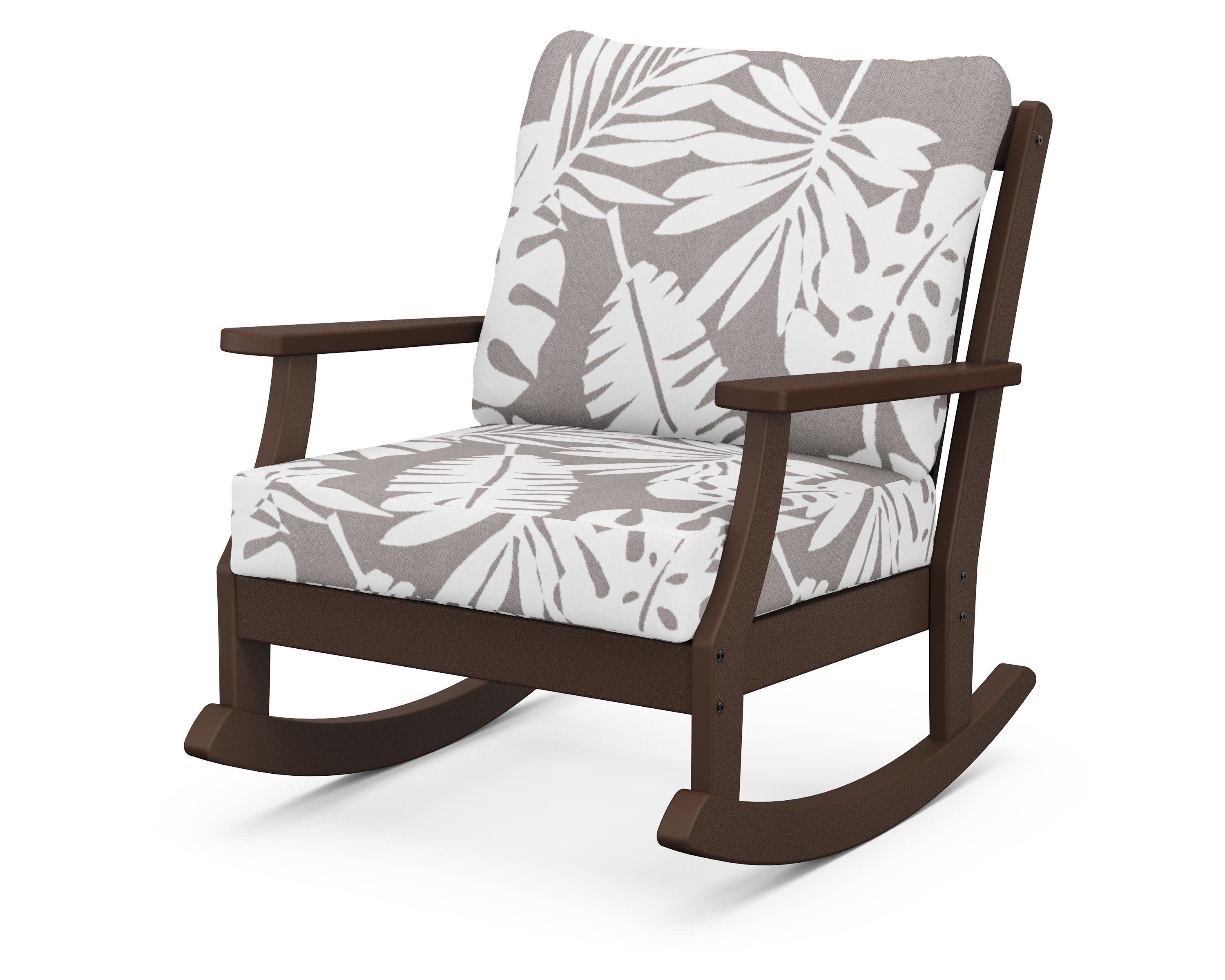 Braxton Deep Seating Rocking Chair in Mahogany / Leaf Grey Mist