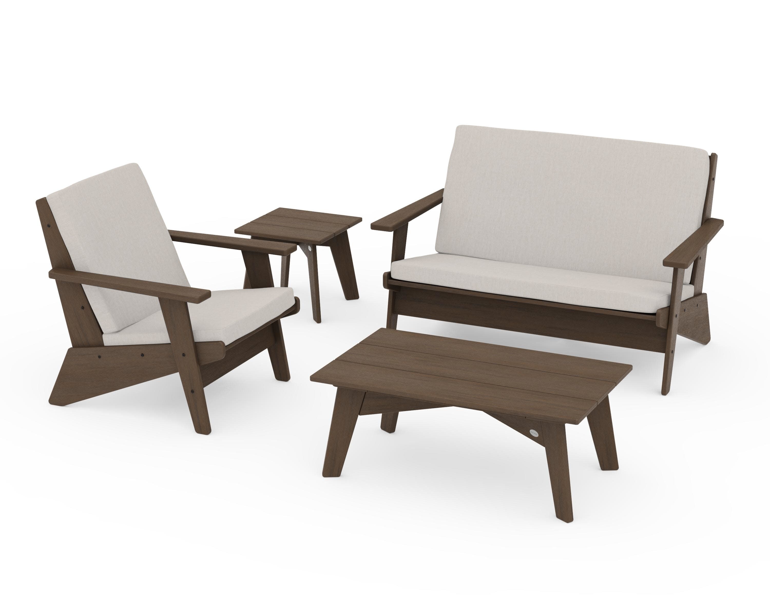 Riviera Modern Lounge 4-Piece Set in Kona / Cast Ash