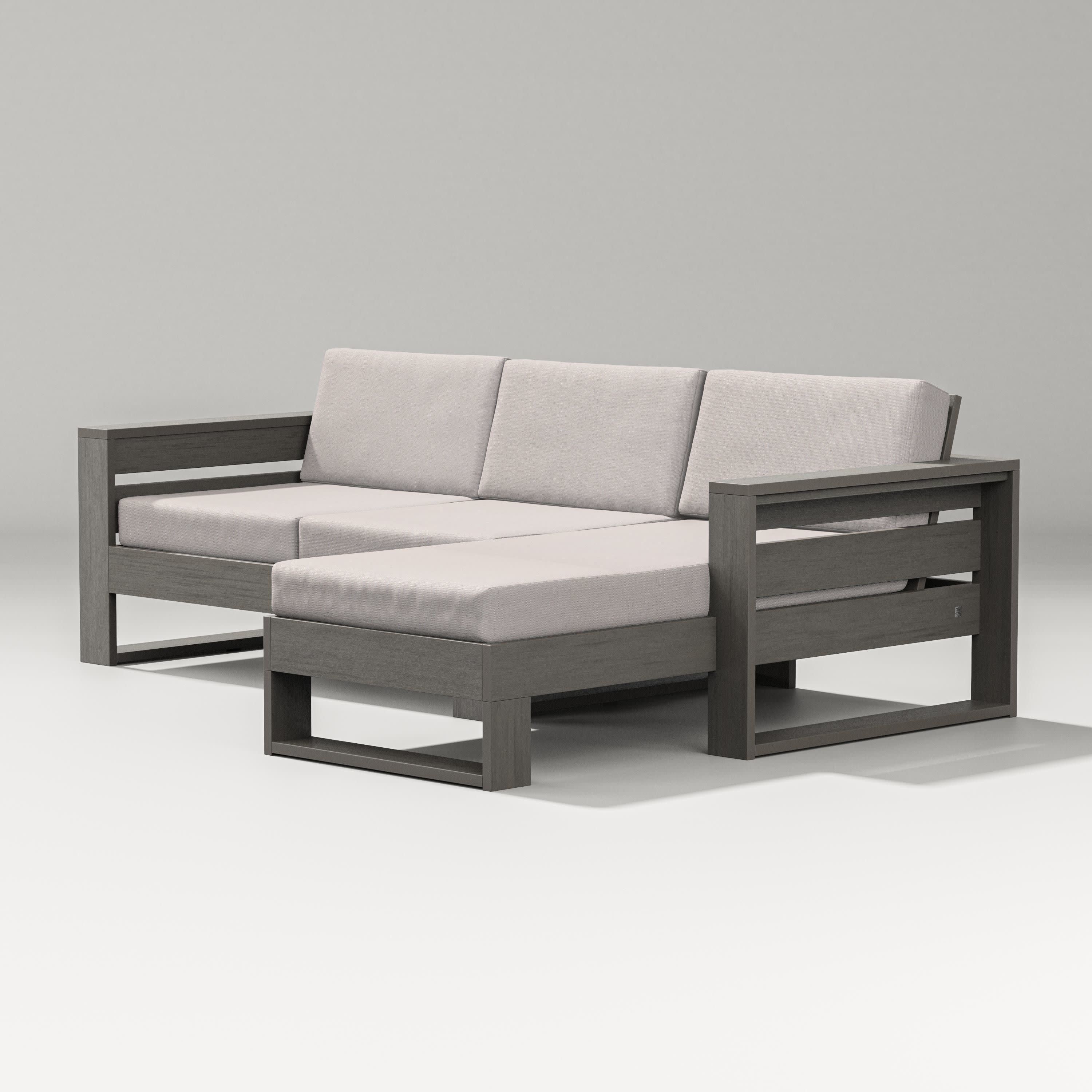 Latitude Right Chaise Sectional in Driftwood / Dune Burlap