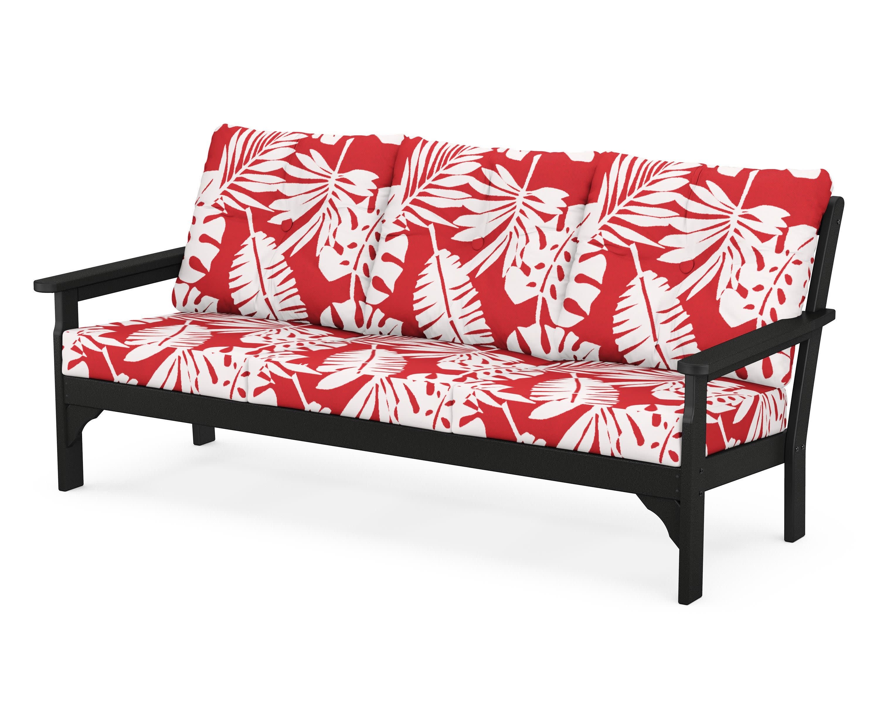Vineyard Deep Seating Sofa in Black / Leaf Crimson