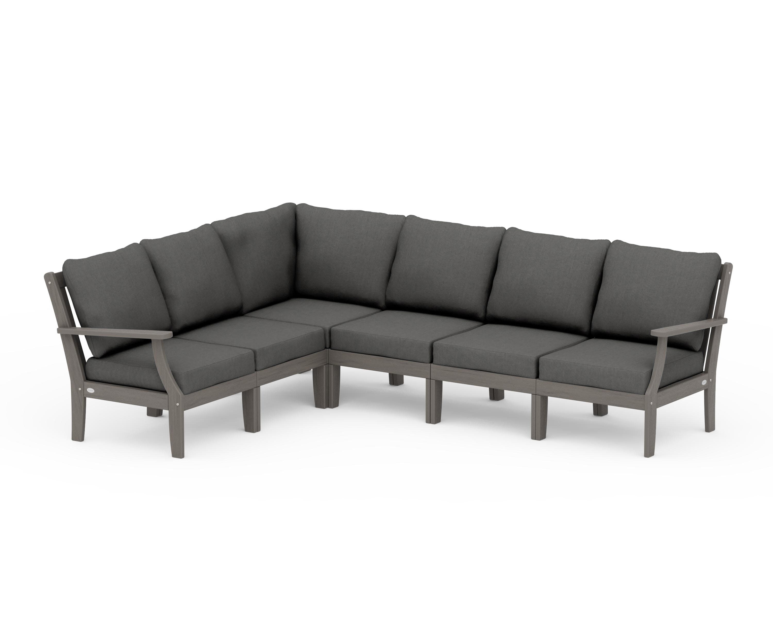 Braxton Modular 6-Piece Deep Seating Set in Driftwood / Spectrum Carbon
