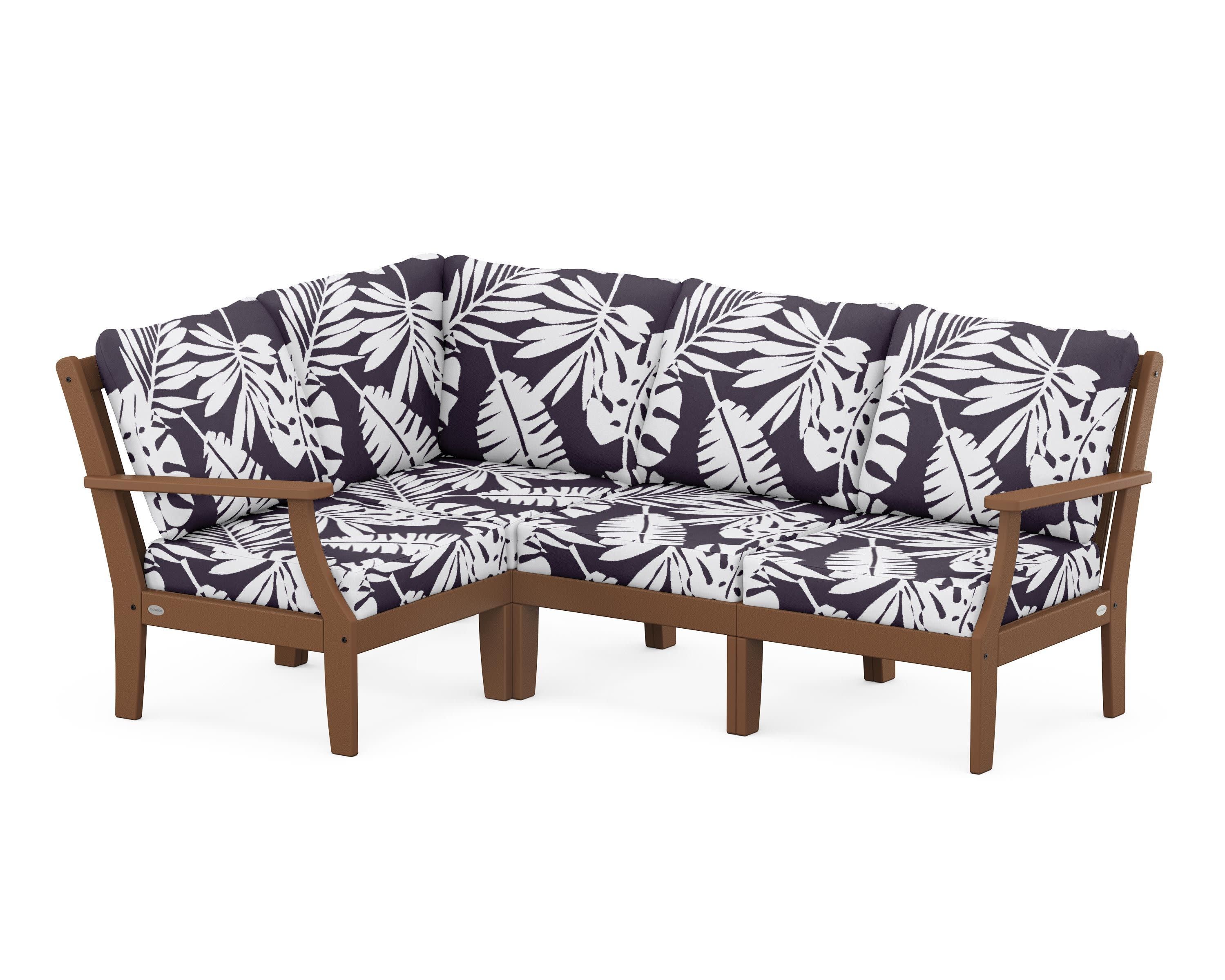Braxton Modular 4-Piece Deep Seating Set in Teak / Leaf Navy