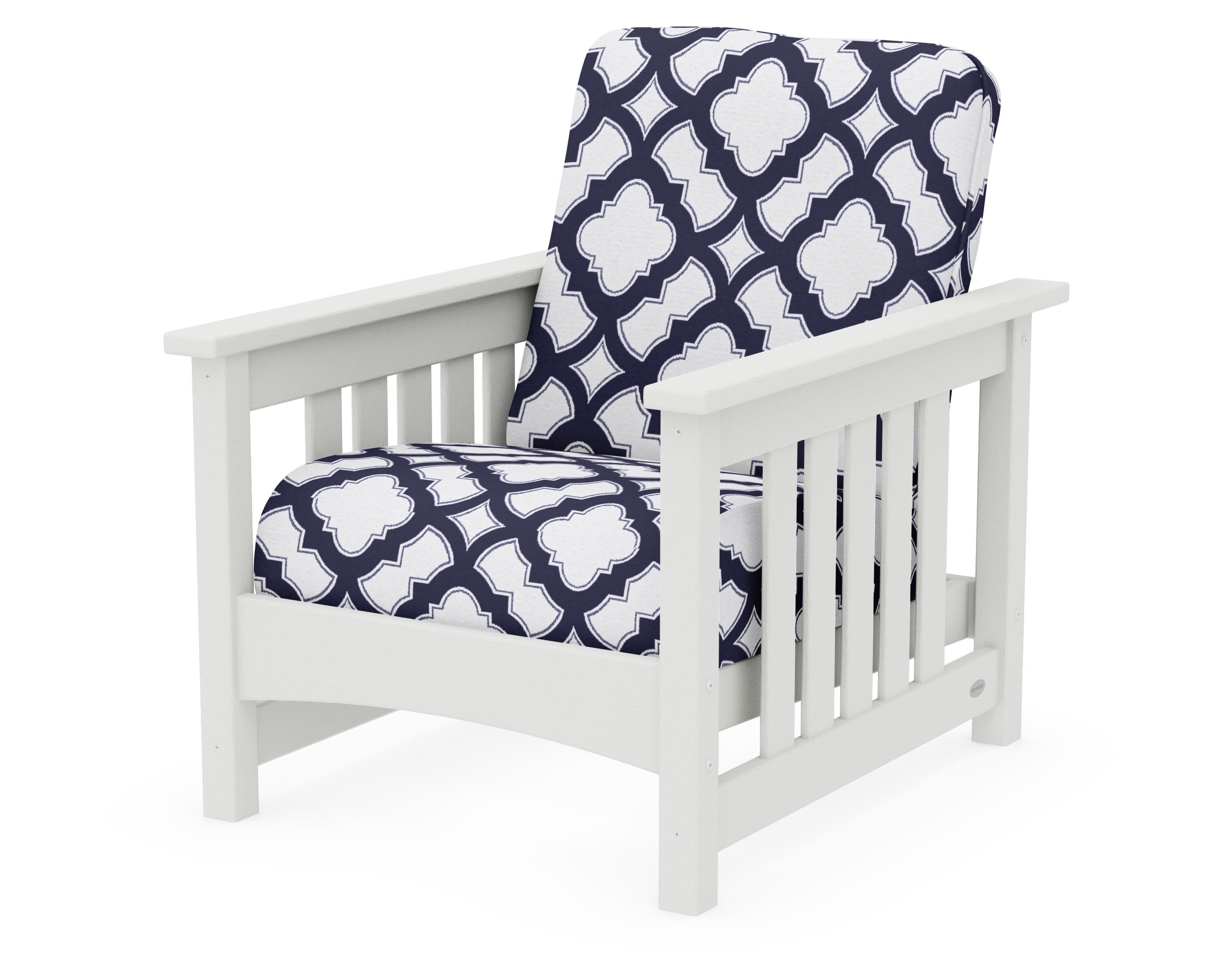 Club Mission Chair in Vintage White / Trellis Navy