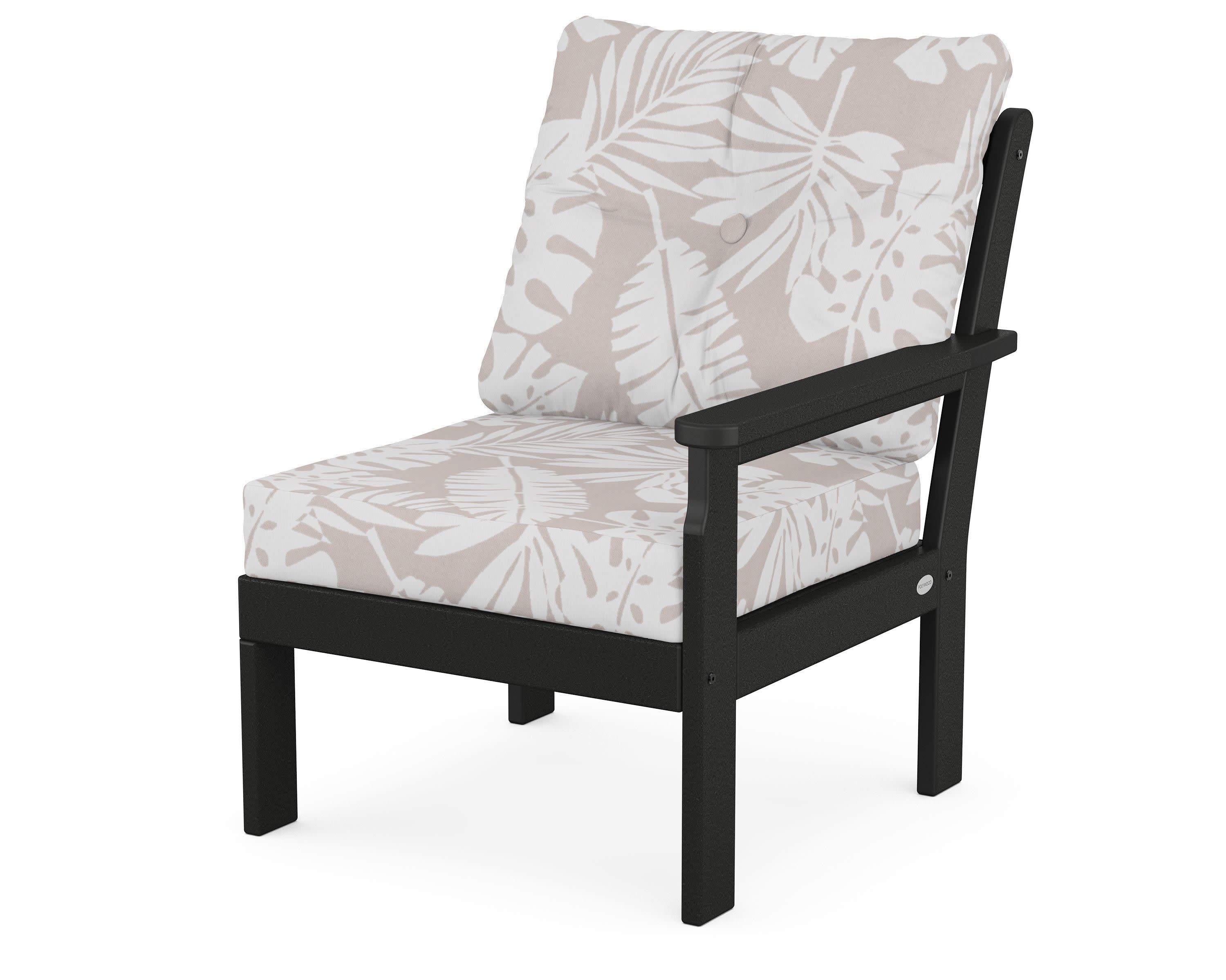 Vineyard Modular Right Arm Chair in Black / Leaf Dune Burlap