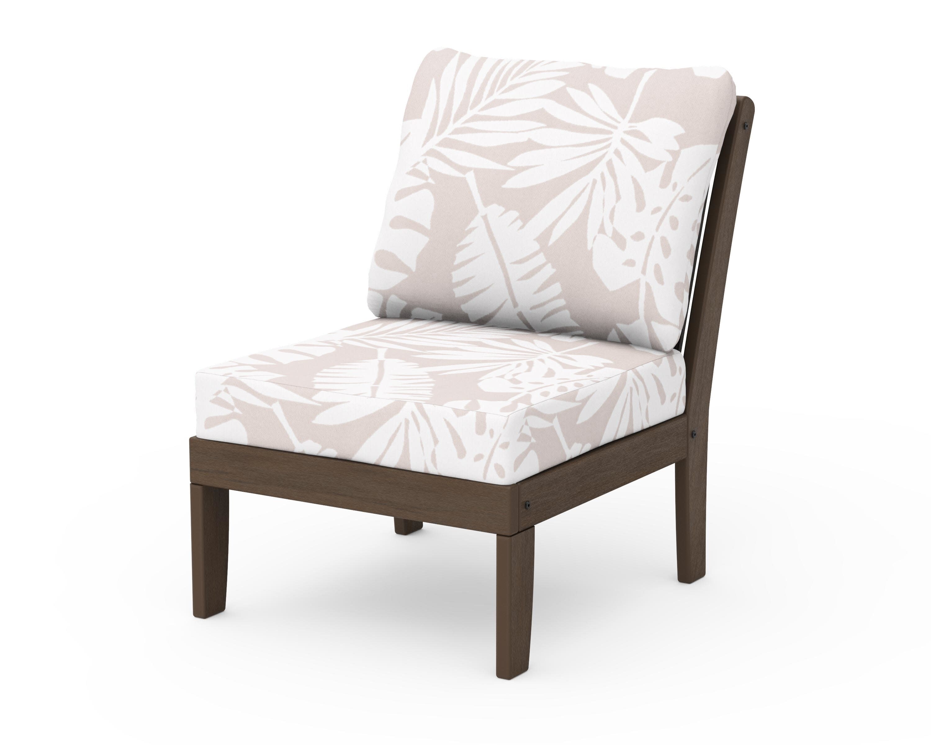Braxton Modular Armless Chair in Kona / Leaf Dune Burlap