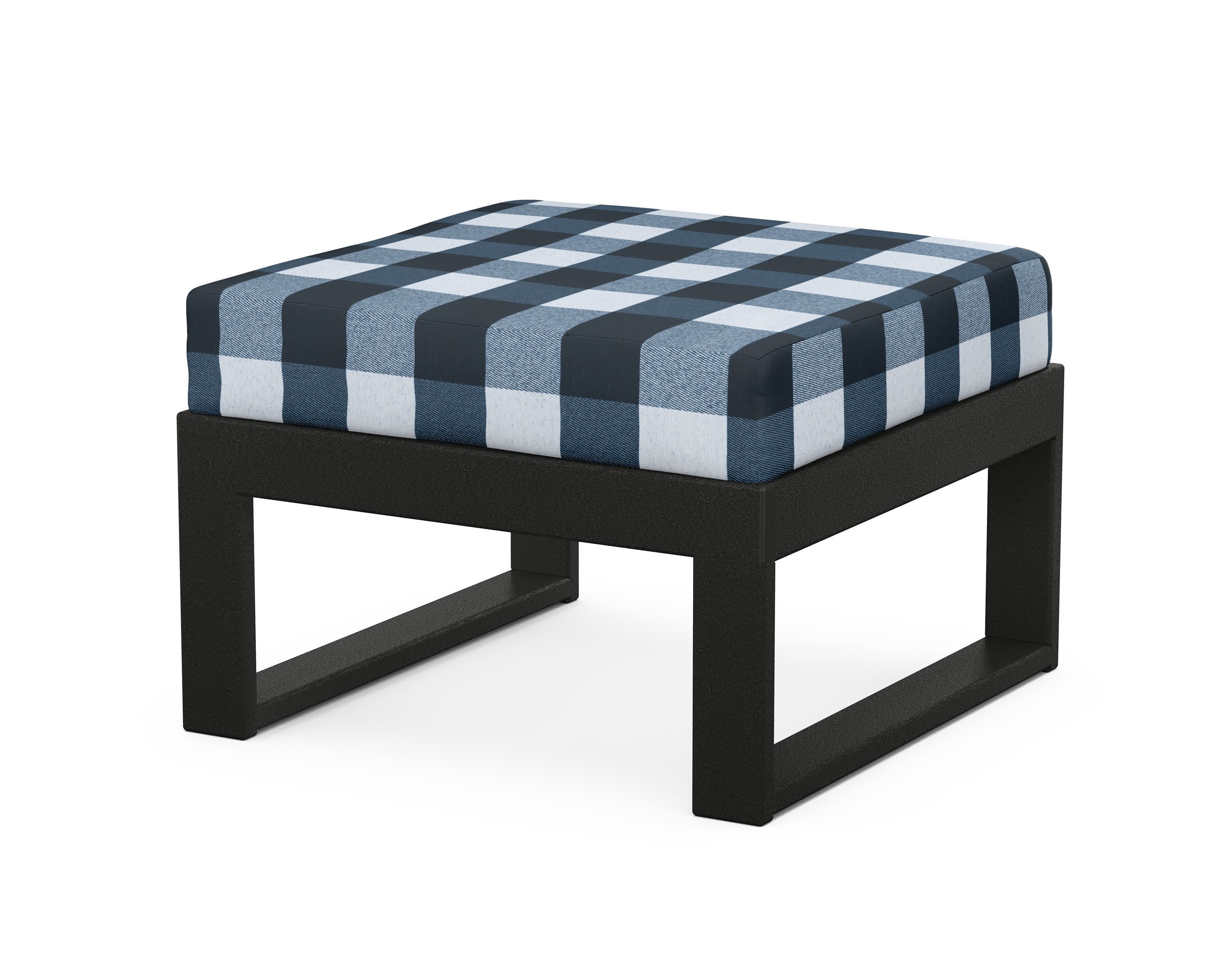 Modular Ottoman - Modern in Black / Buffalo Plaid Marine Indigo