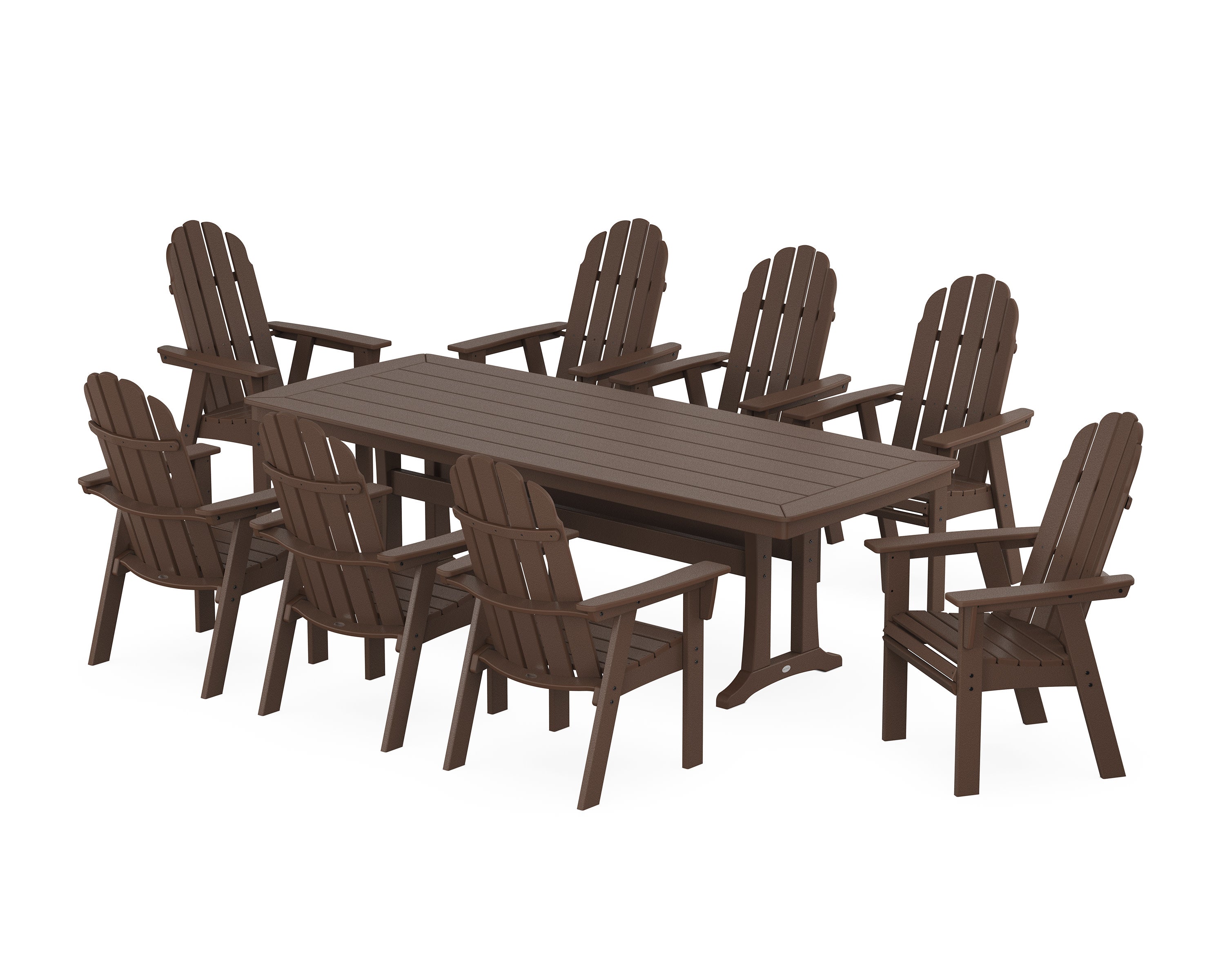 Vineyard Curveback Adirondack 9-Piece Dining Set with Trestle Legs in Mahogany