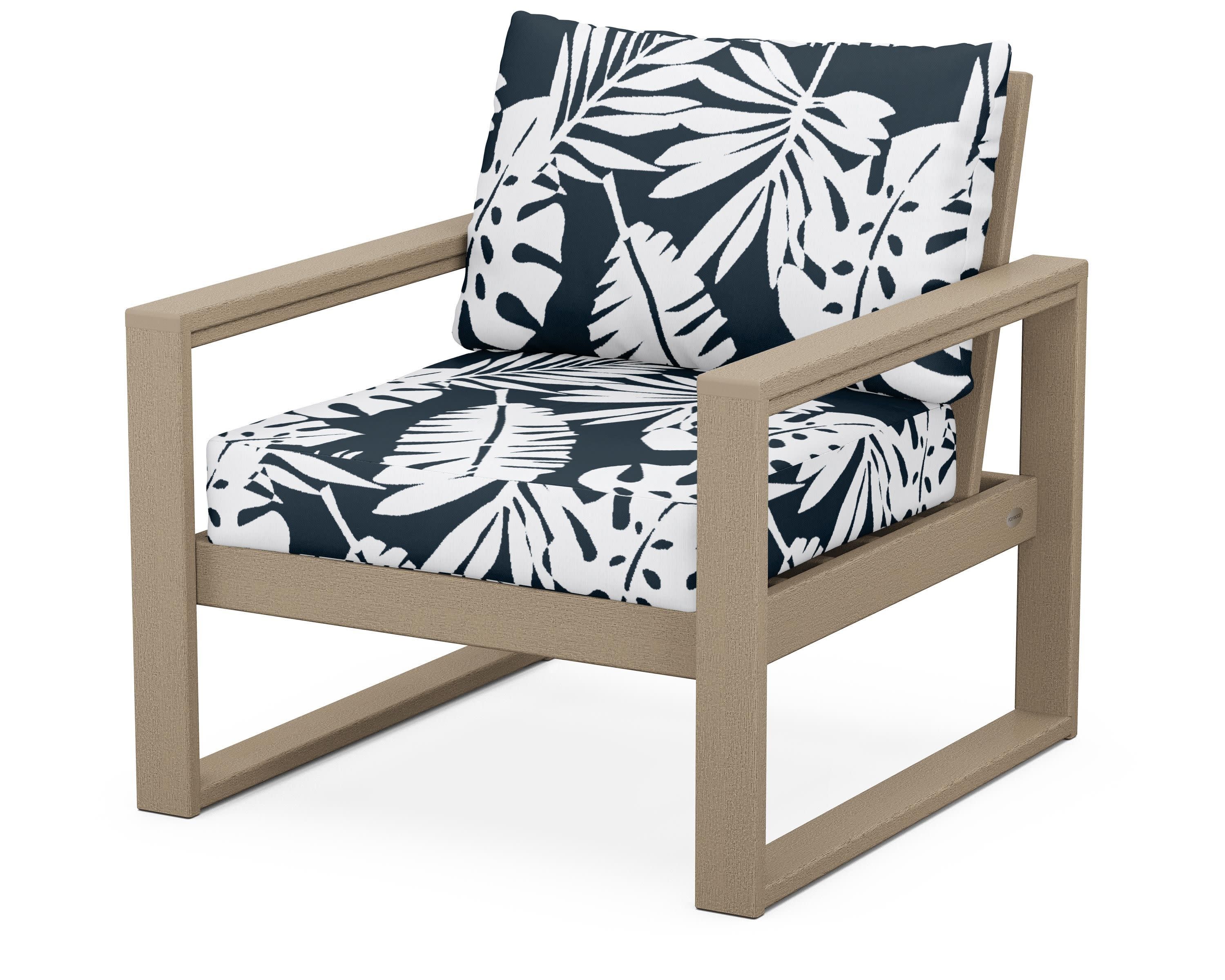 EDGE Club Chair in Vintage Sahara / Leaf Marine Indigo