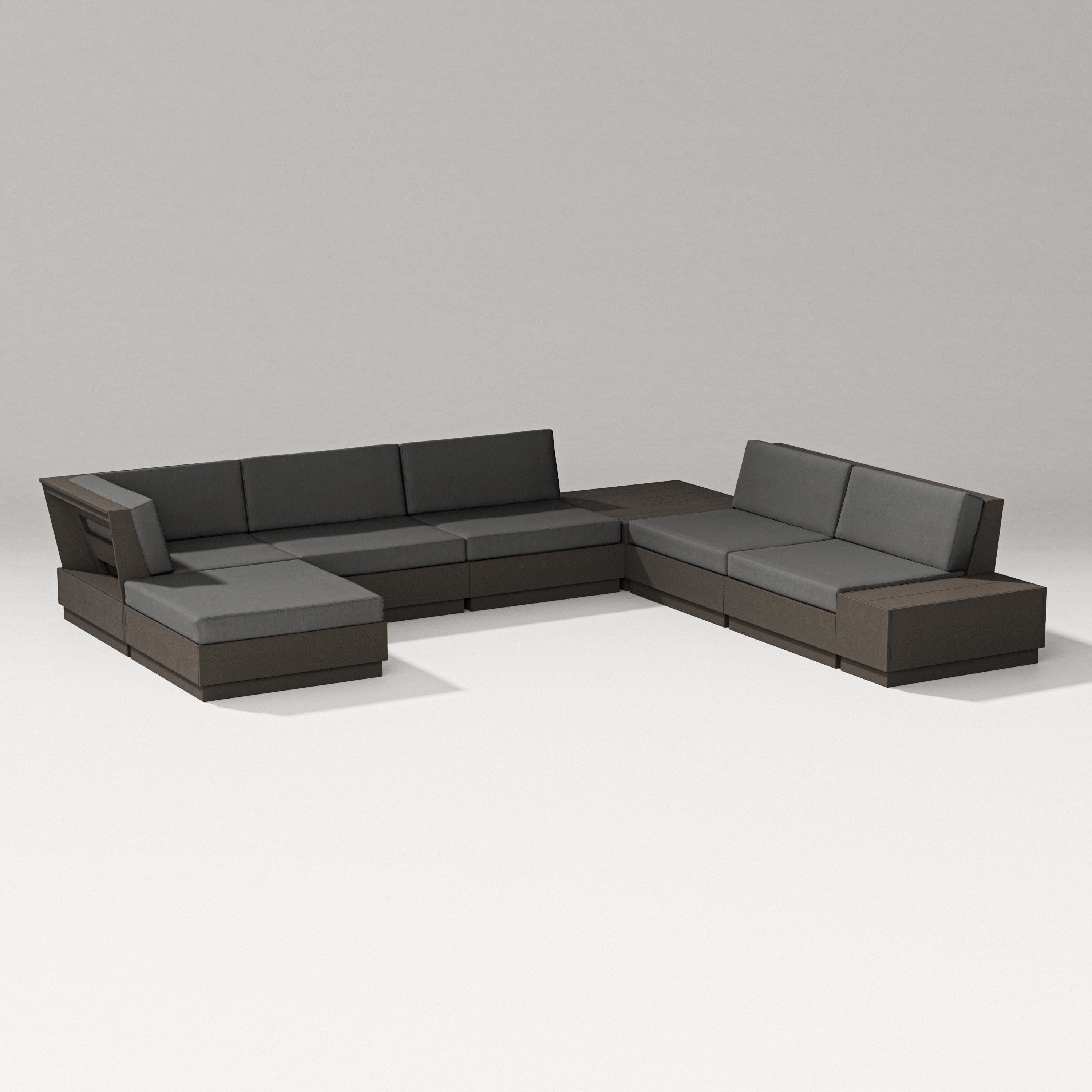 Elevate 8-Piece Corner Sectional in Vintage Coffee / Spectrum Carbon