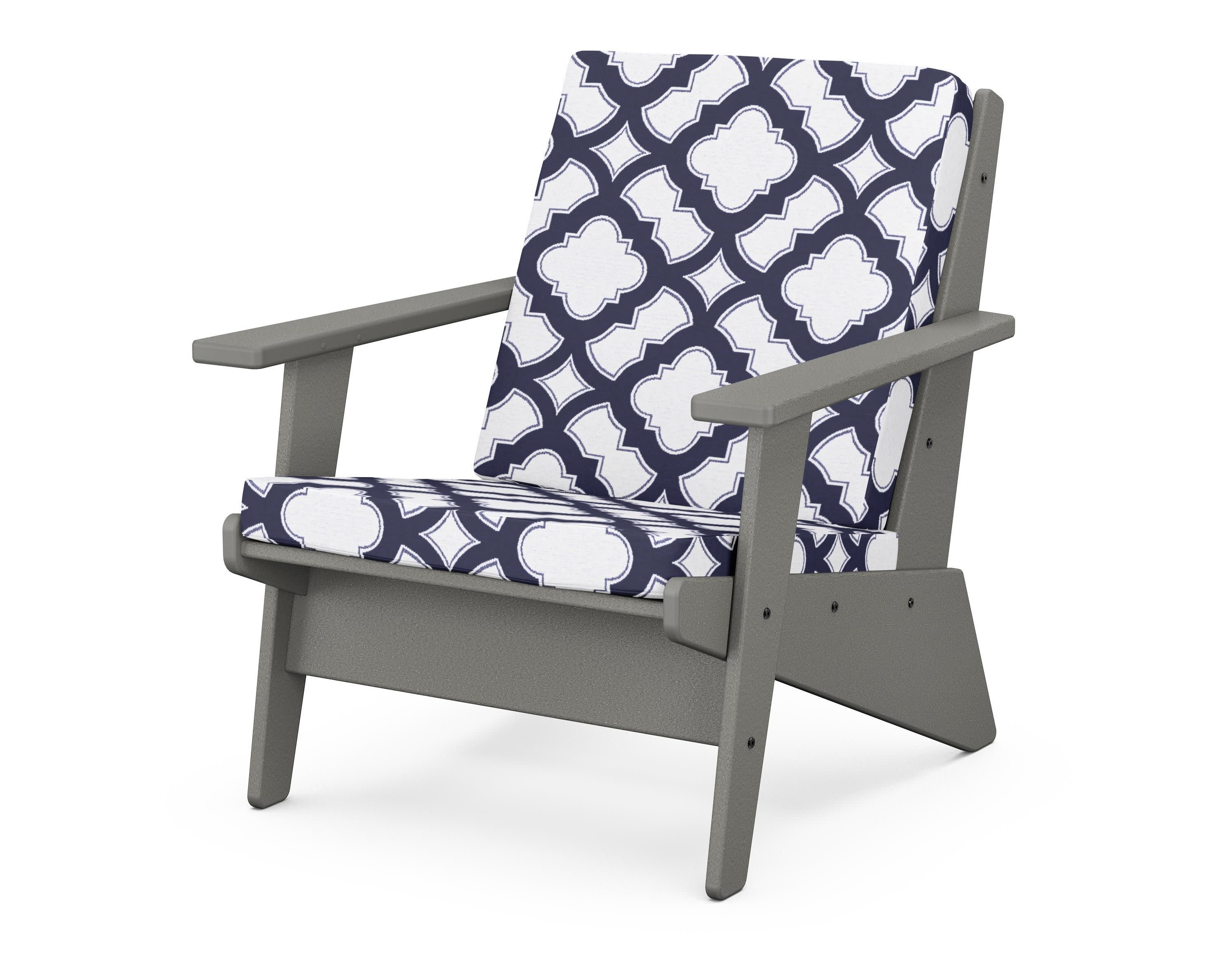 Riviera Modern Lounge Chair in Slate Grey / Trellis Navy