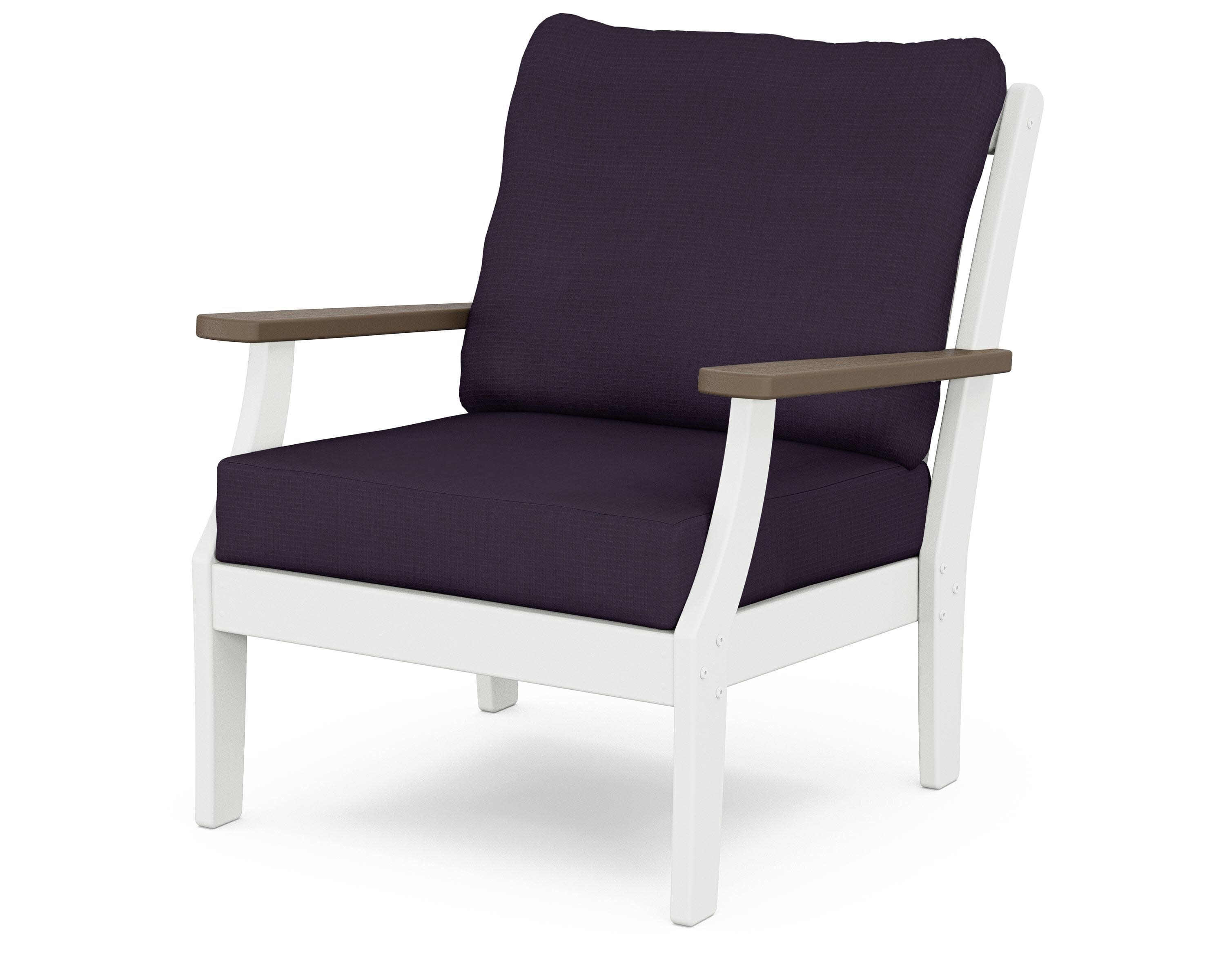 Braxton Deep Seating Chair in White / Kona / Navy Linen