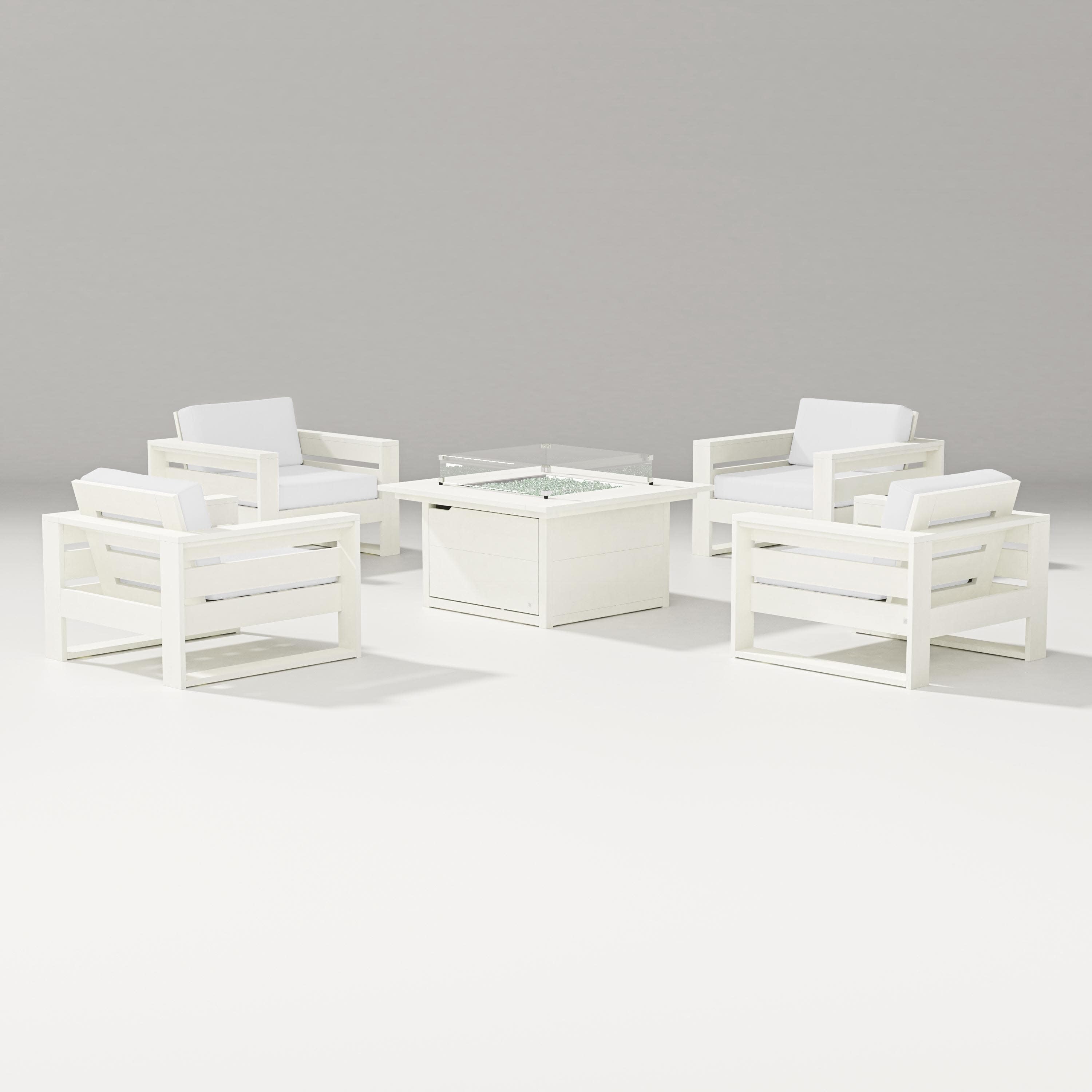 Latitude 5-Piece Lounge Fire Table Set in Vintage White / Natural