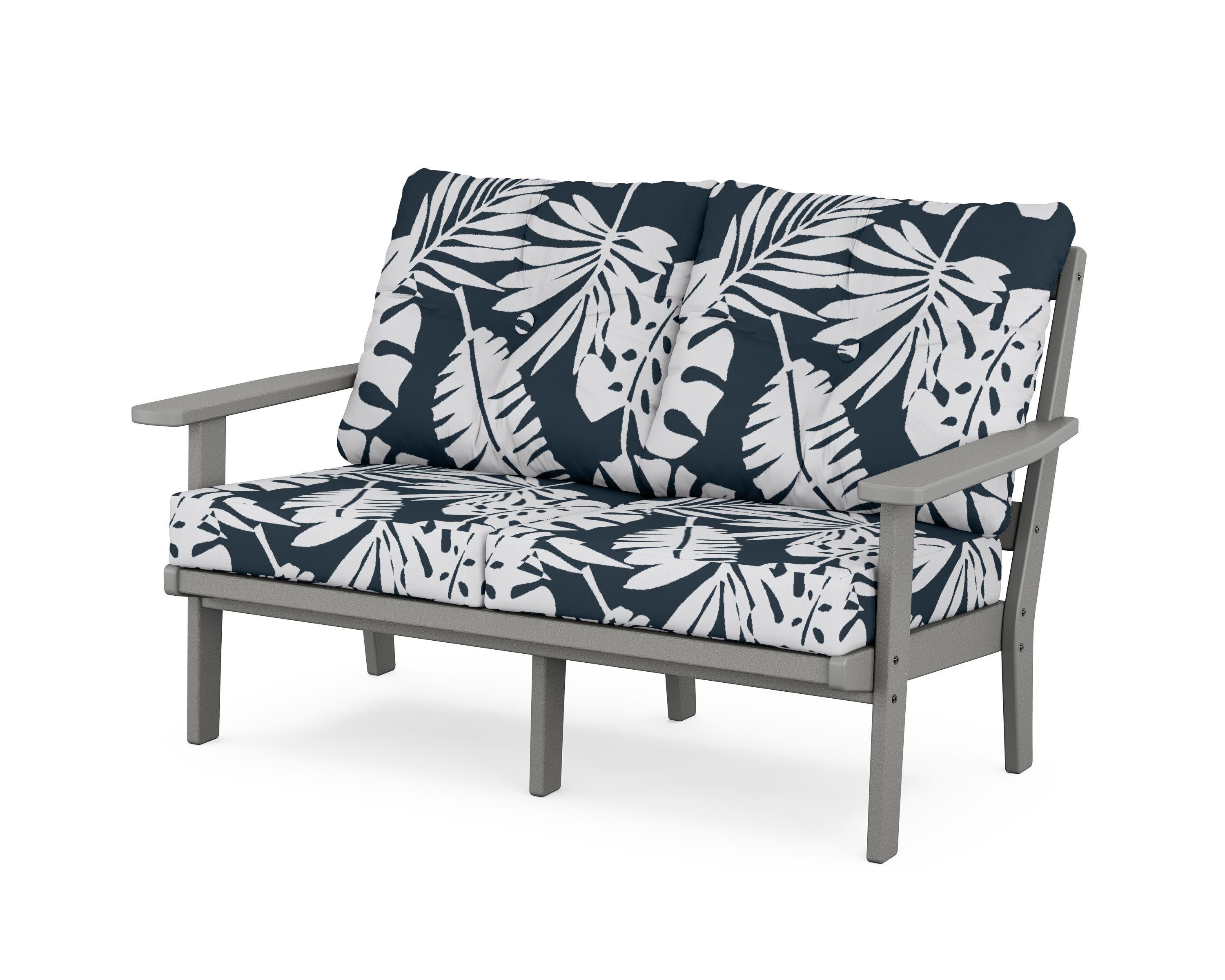 Oxford Deep SeatingLoveseat in Slate Grey / Leaf Marine Indigo