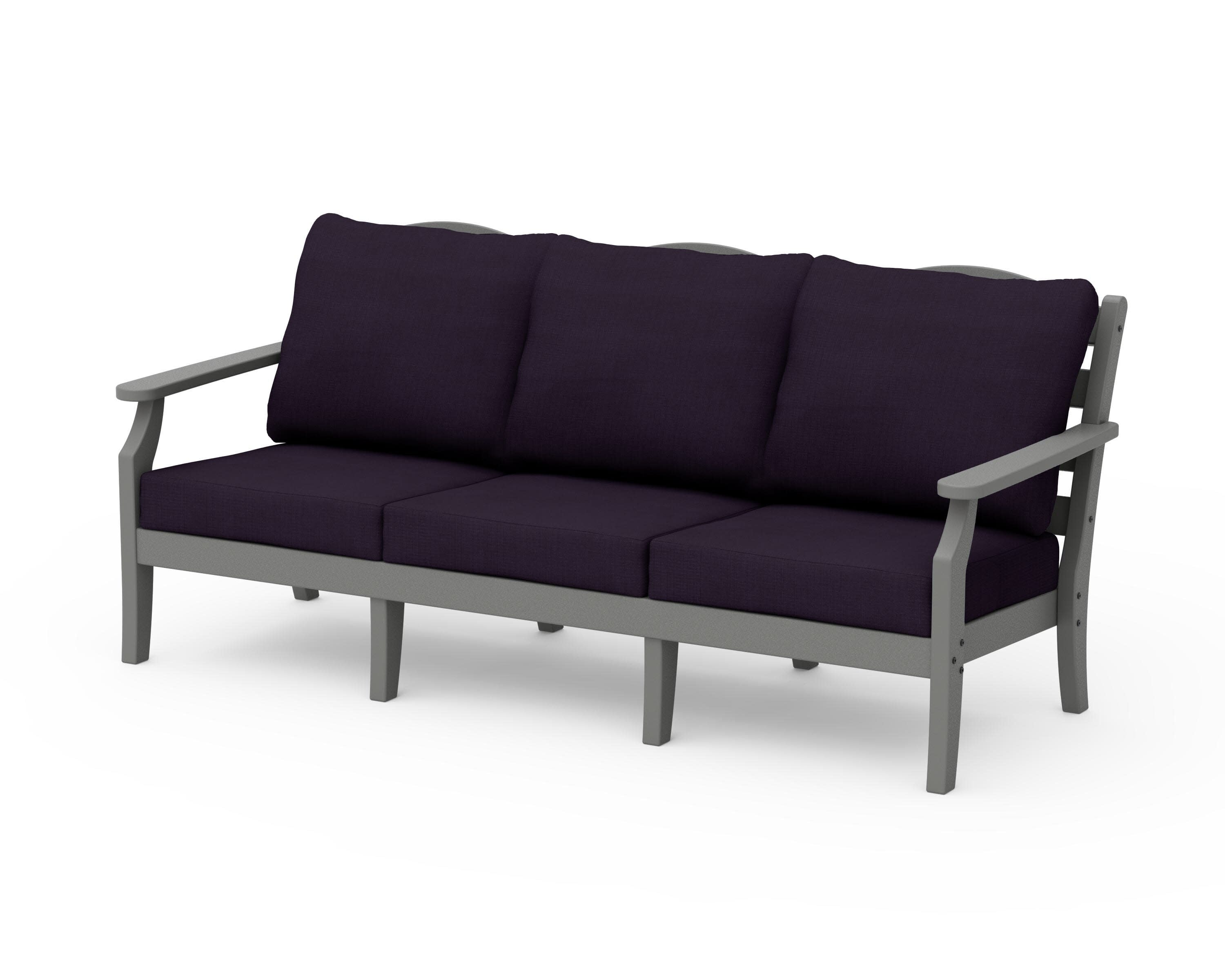 Savannah Deep Seating Sofa in Slate Grey / Navy Linen