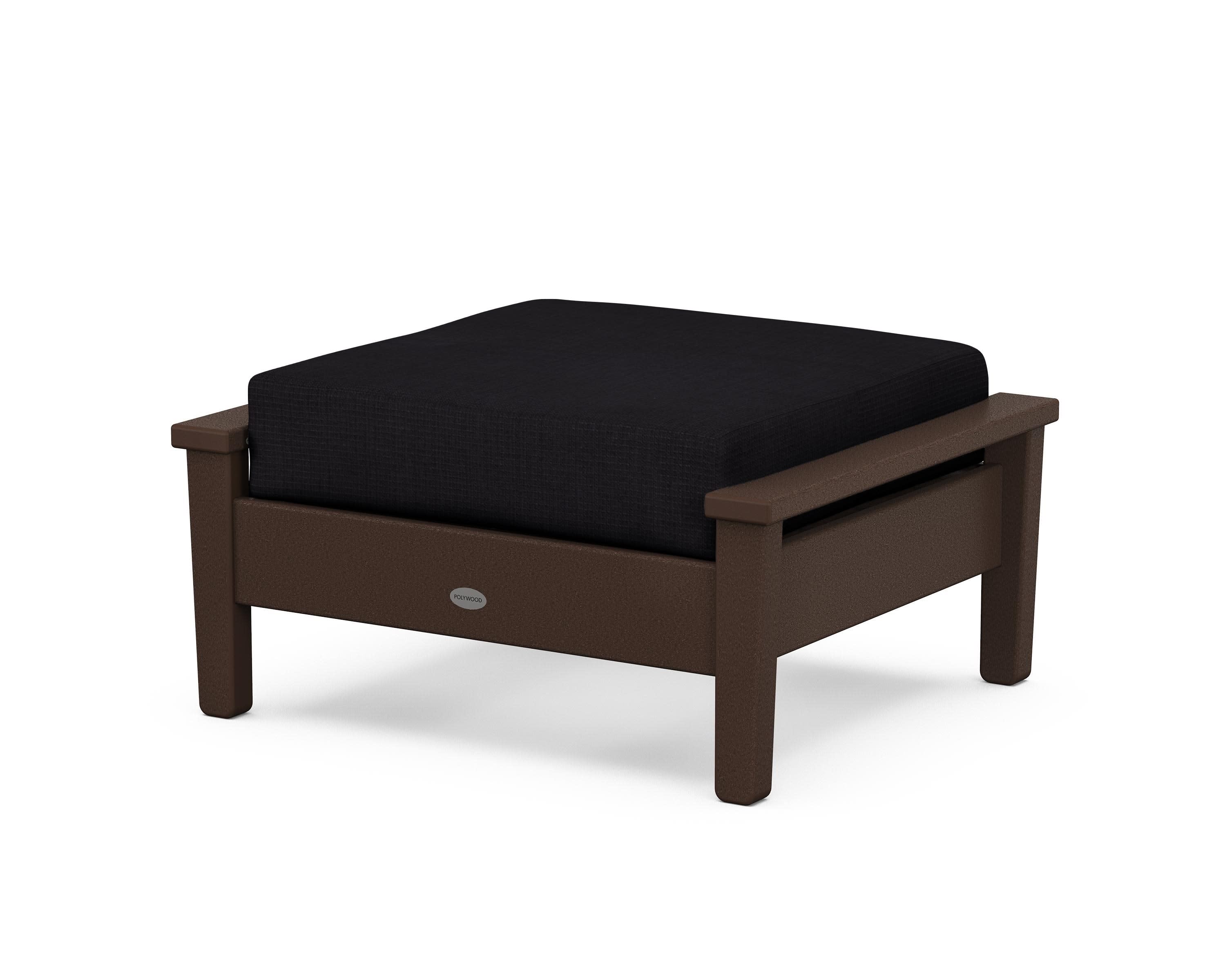 Prescott Deep Seating Ottoman in Mahogany / Midnight Linen