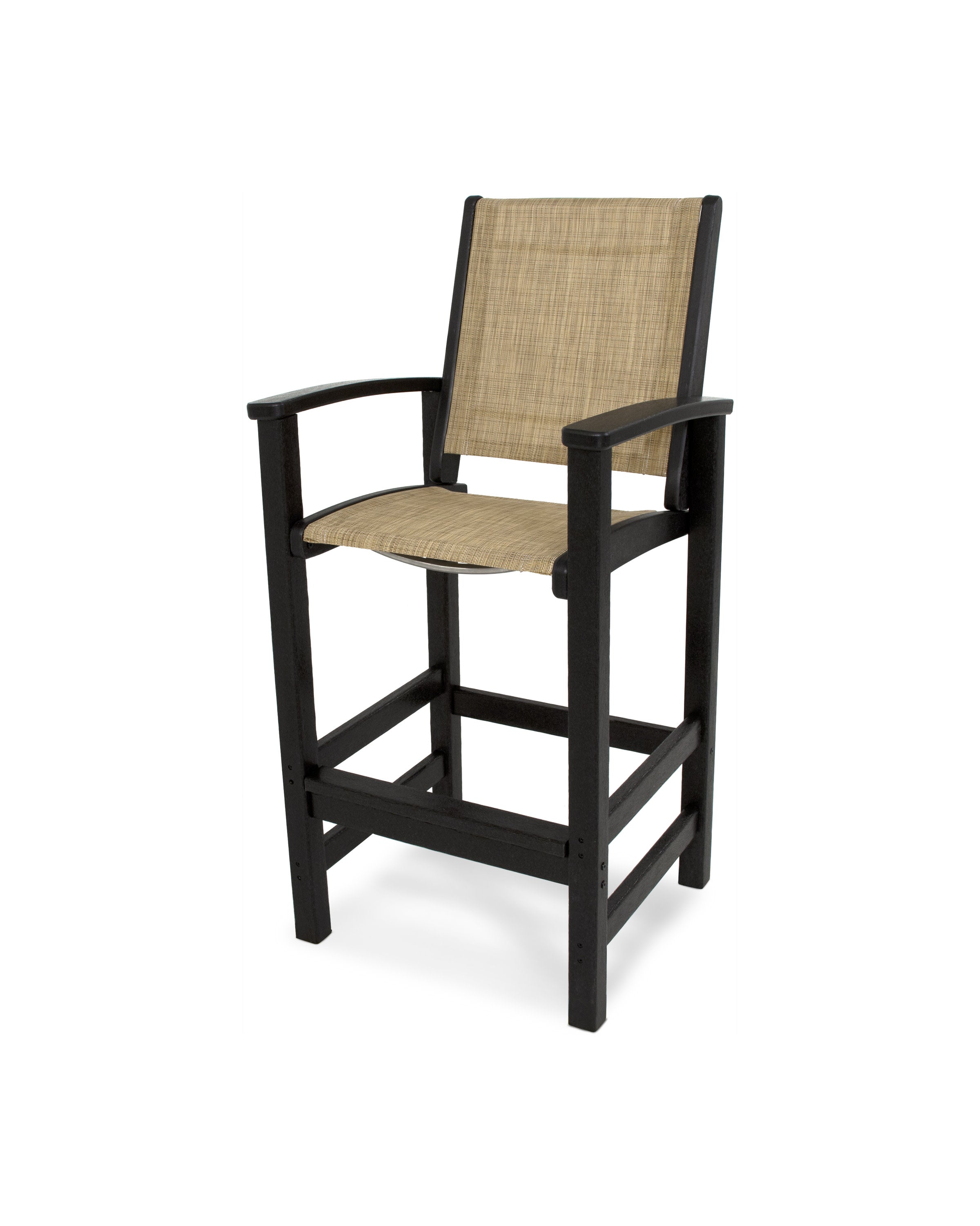 Coastal Bar Chair in Black / Burlap Sling