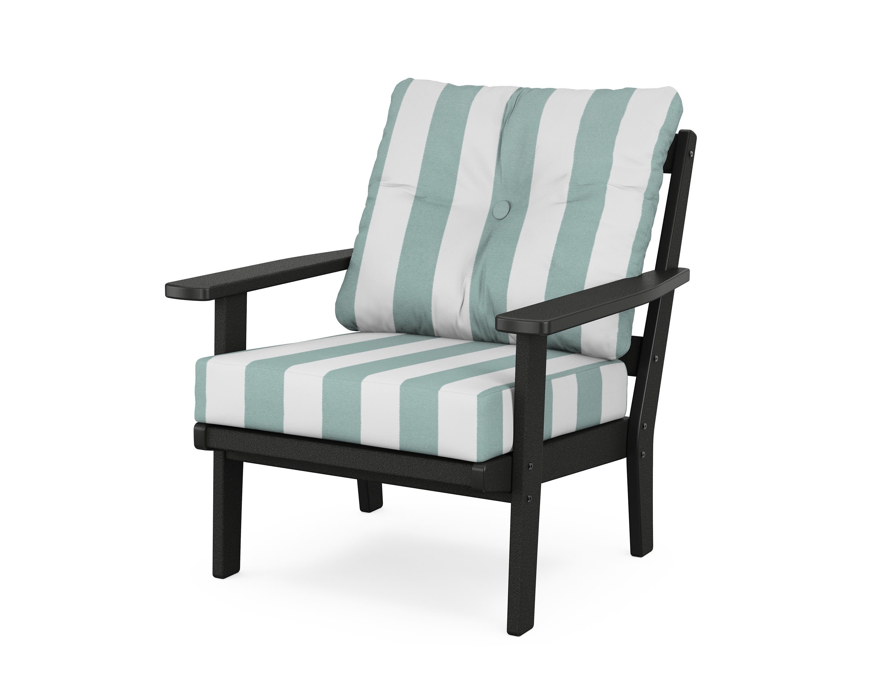 Prairie Deep Seating Chair in Black / Cabana Stripe Glacier Spa