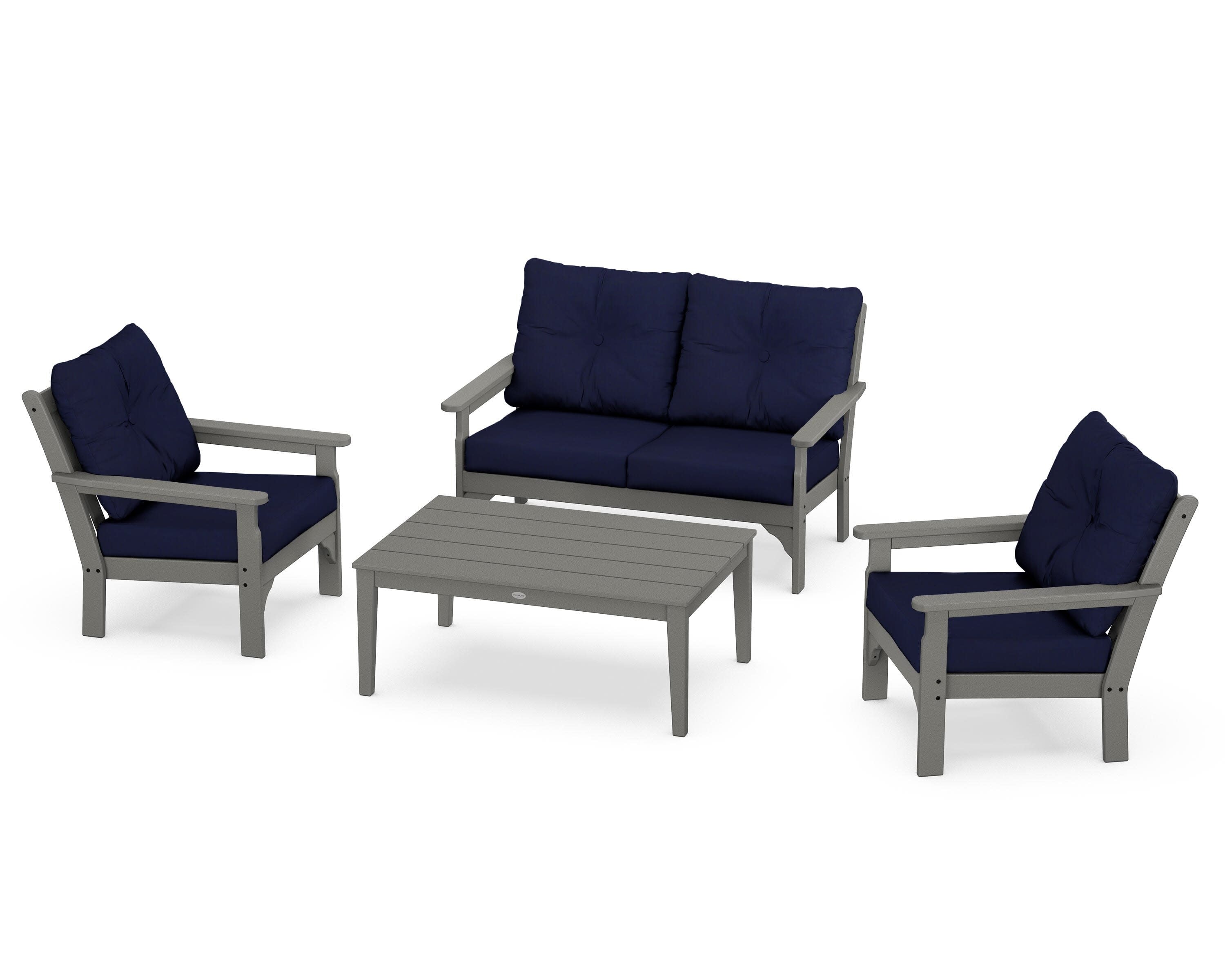 Vineyard 4-Piece Deep Seating Set in Slate Grey / Navy