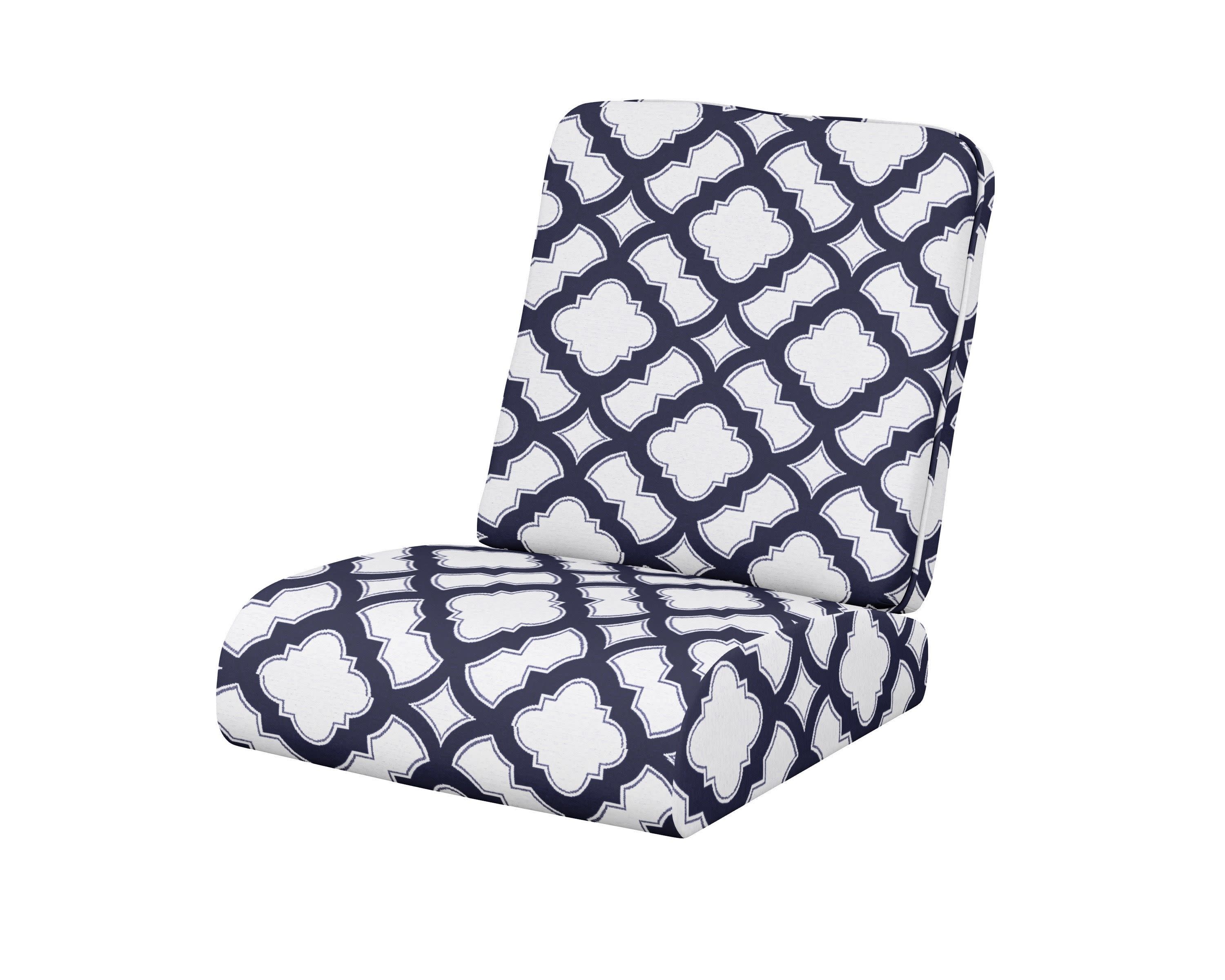Club Seat/Back Cushion in Trellis Navy