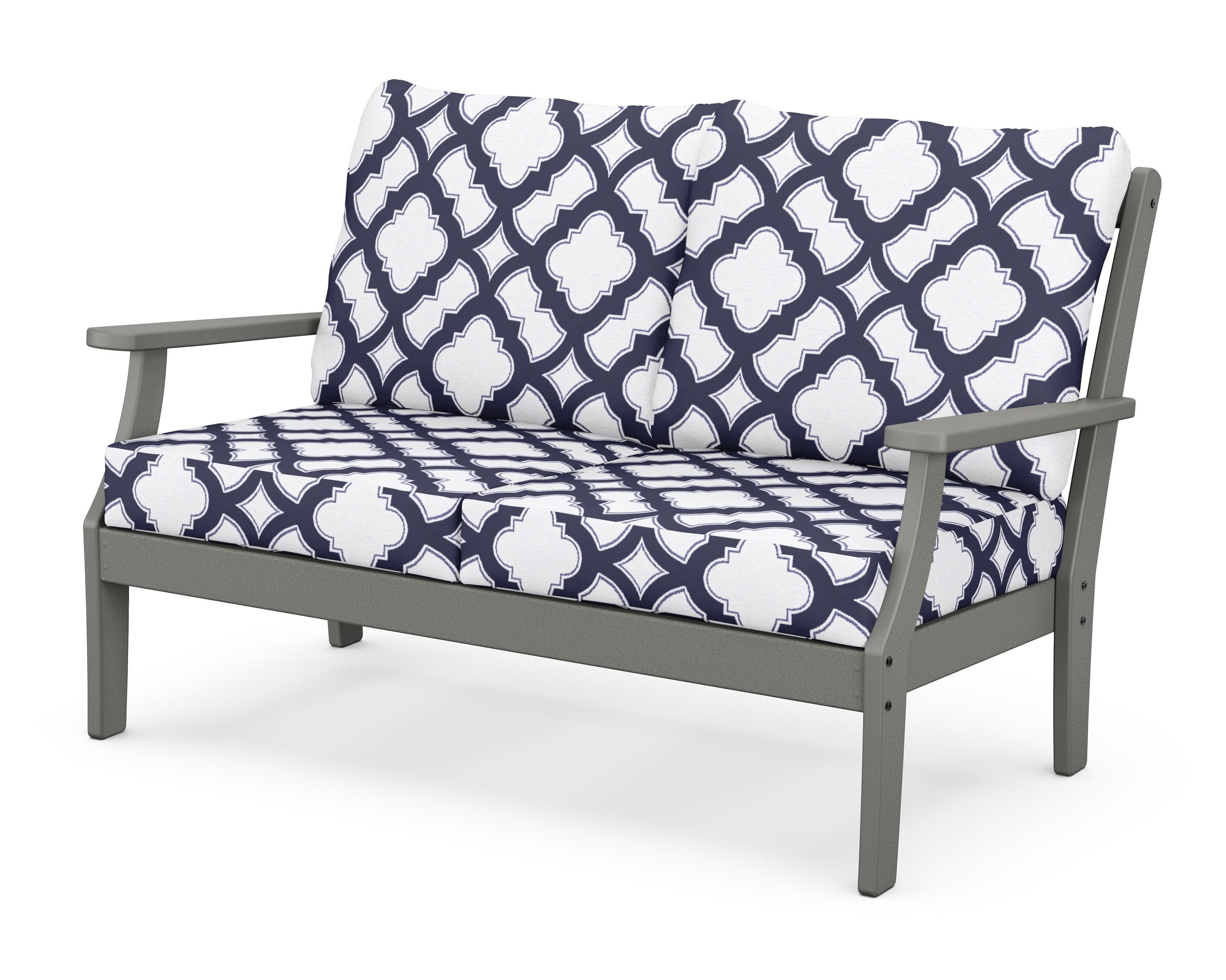 Braxton Deep Seating Loveseat in Slate Grey / Trellis Navy