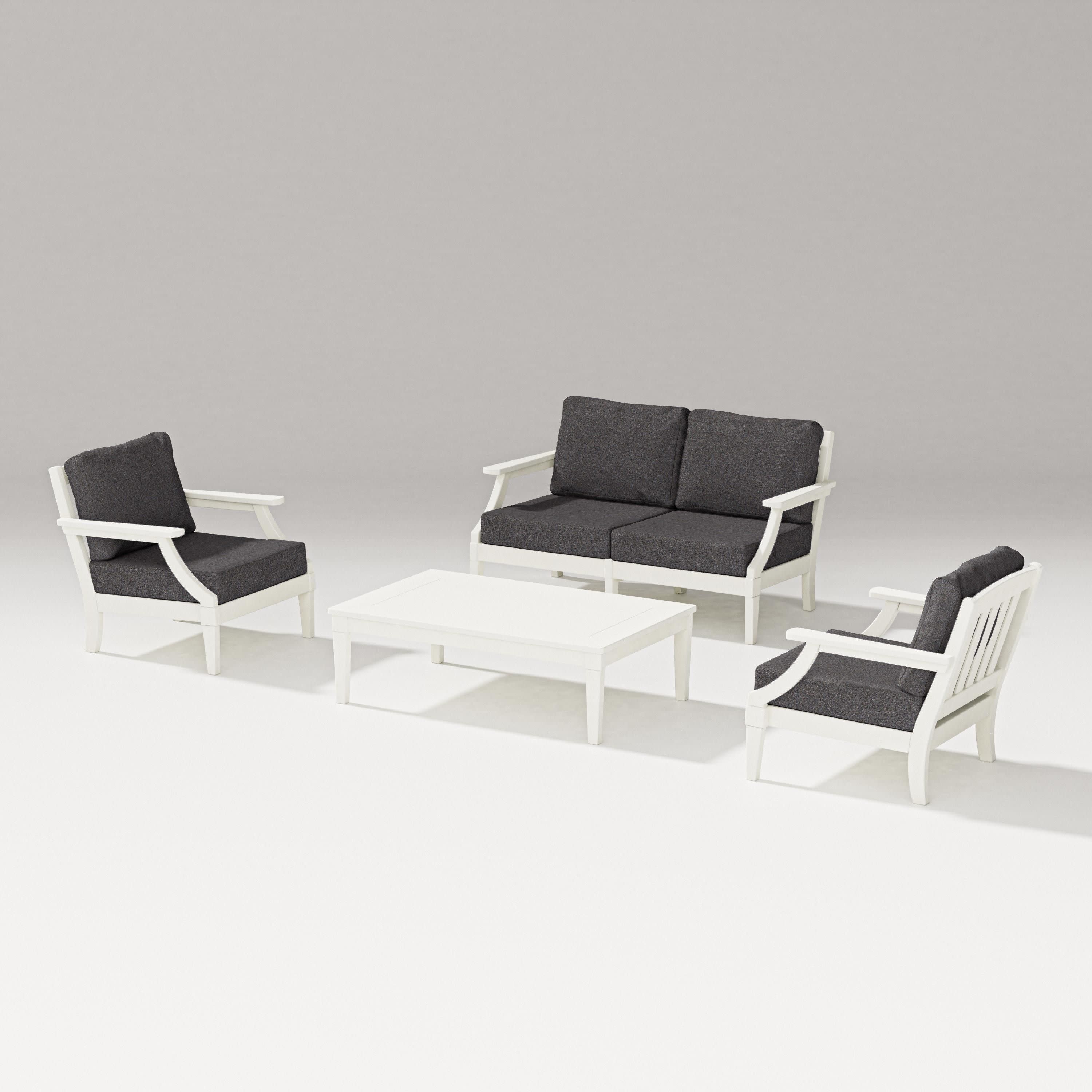 Estate Lounge 4-Piece Loveseat Set in Vintage White / Ash Charcoal