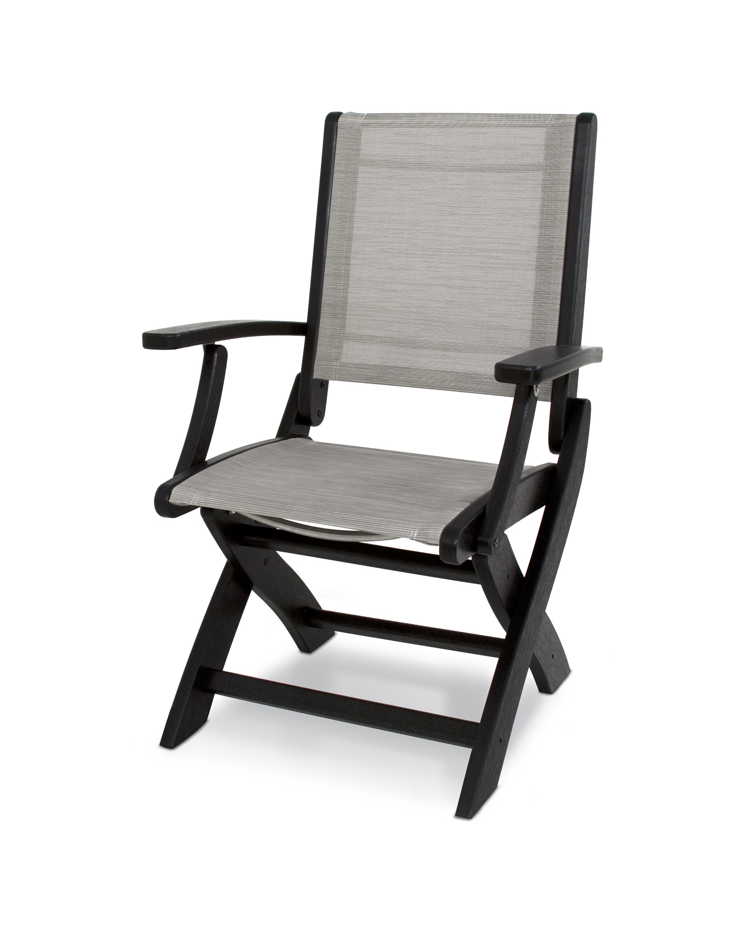 Coastal Folding Chair in Black / Metallic Sling