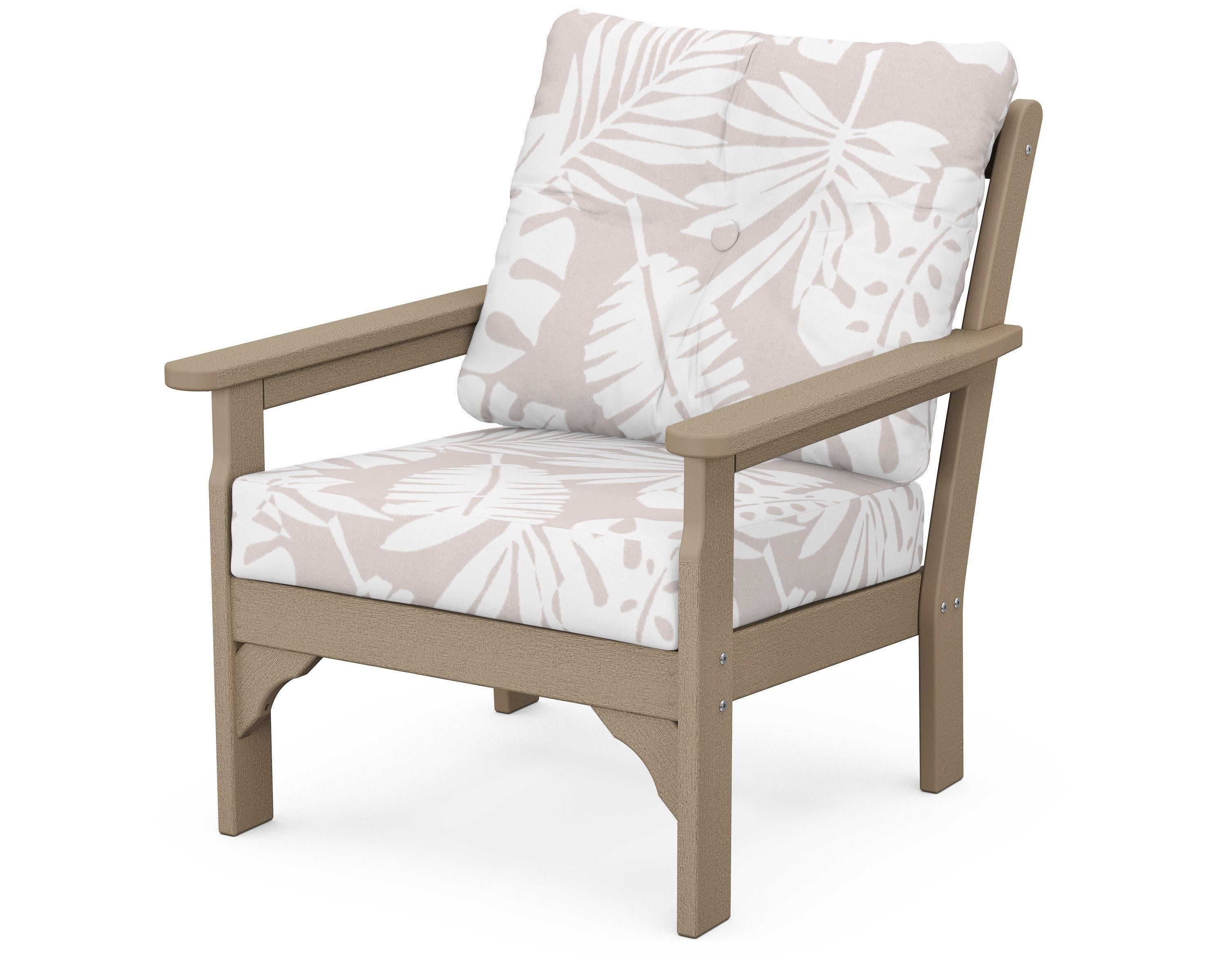 Vineyard Deep Seating Chair in Vintage Sahara / Leaf Dune Burlap